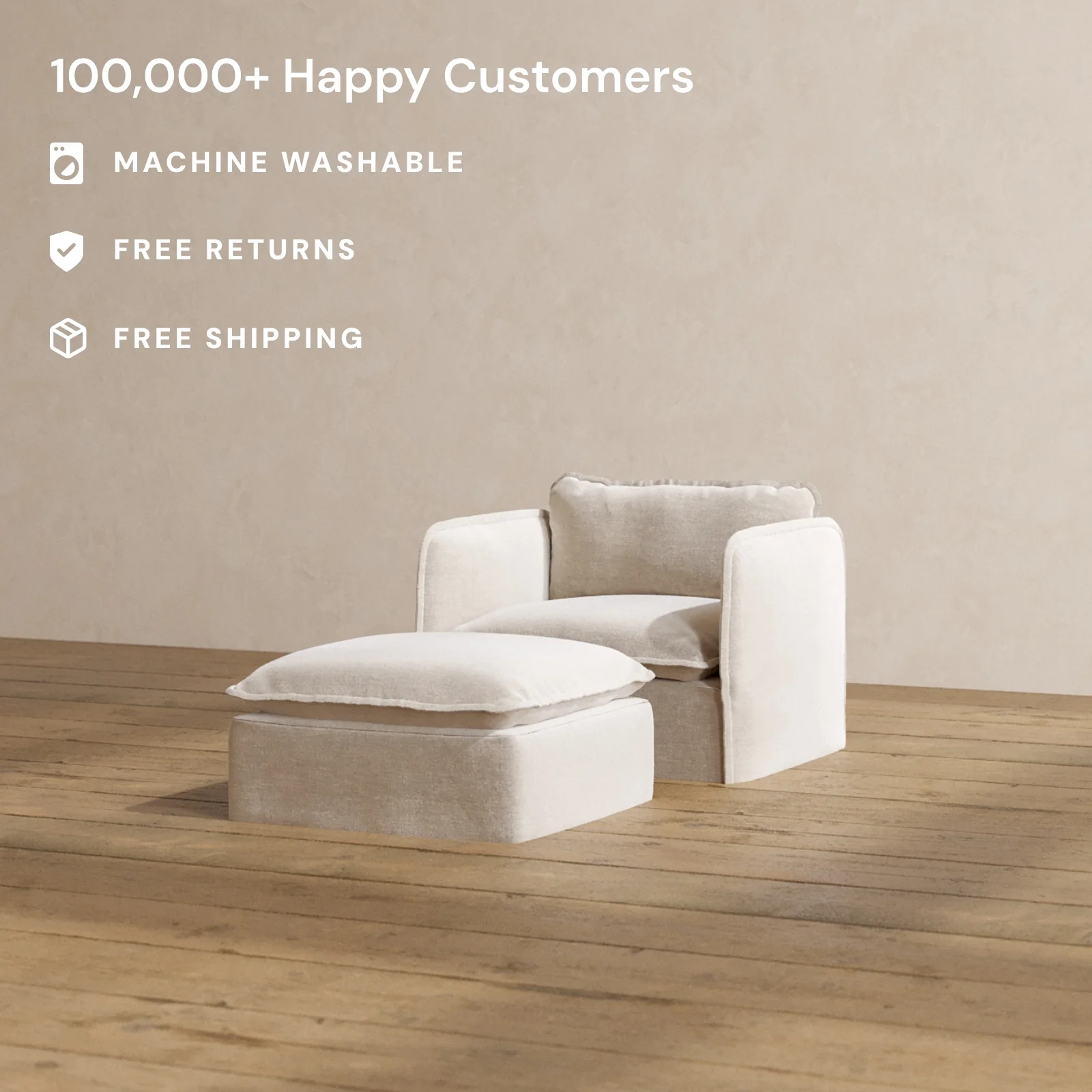 Modular Washable Armchair + Ottoman in Mist | Memorix+ Seat | Contour Pillow - Image 2