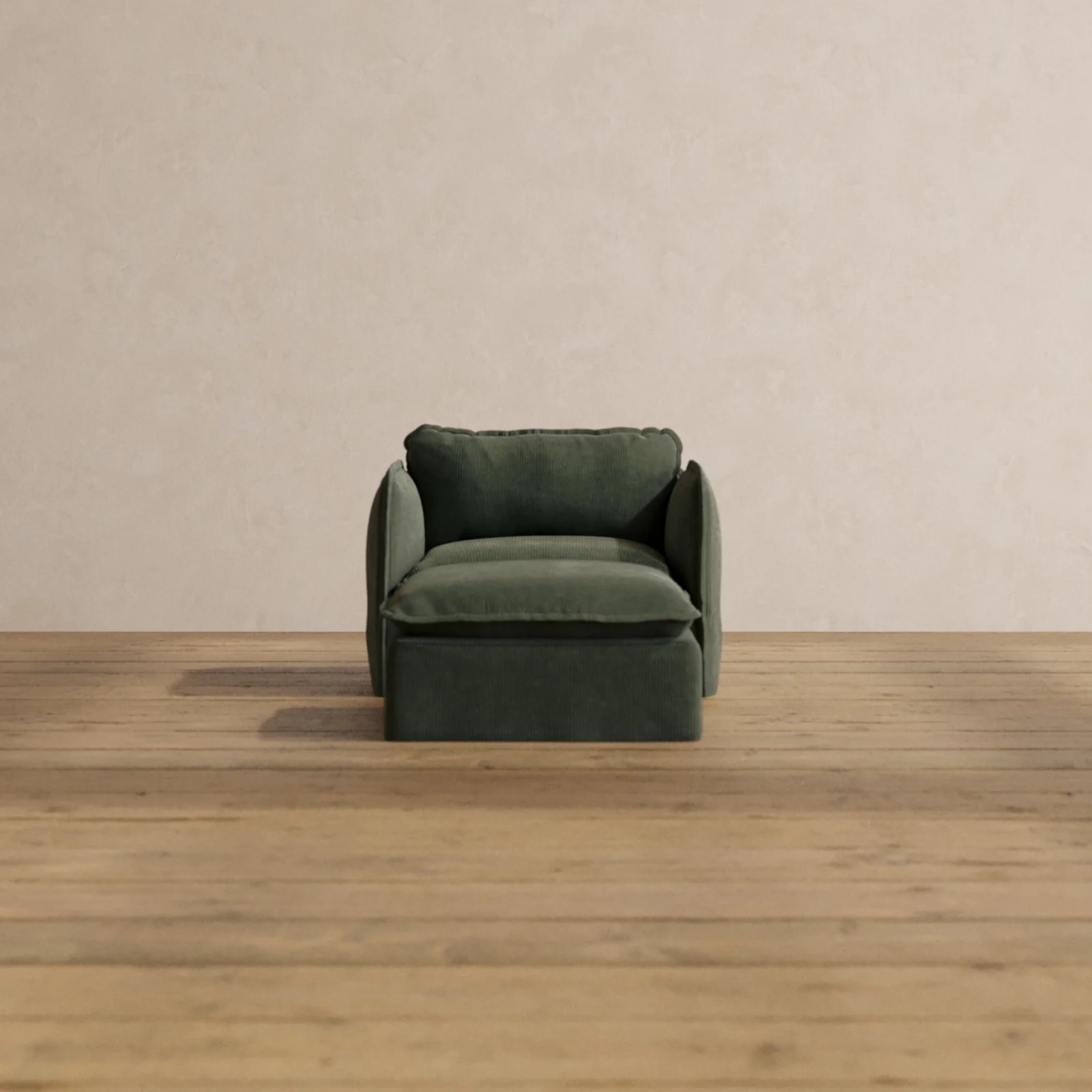 Modular Washable Armchair + Ottoman in Olivine | Deluxe+ Seat | Cloud Pillow