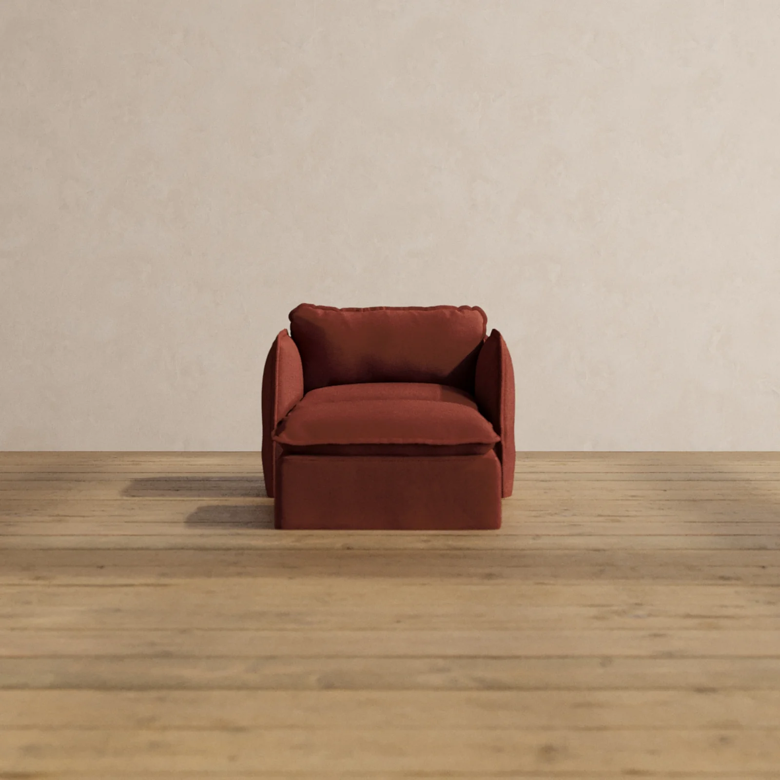 Modular Washable Armchair + Ottoman in Rust | Memorix+ Seat | Contour Pillow