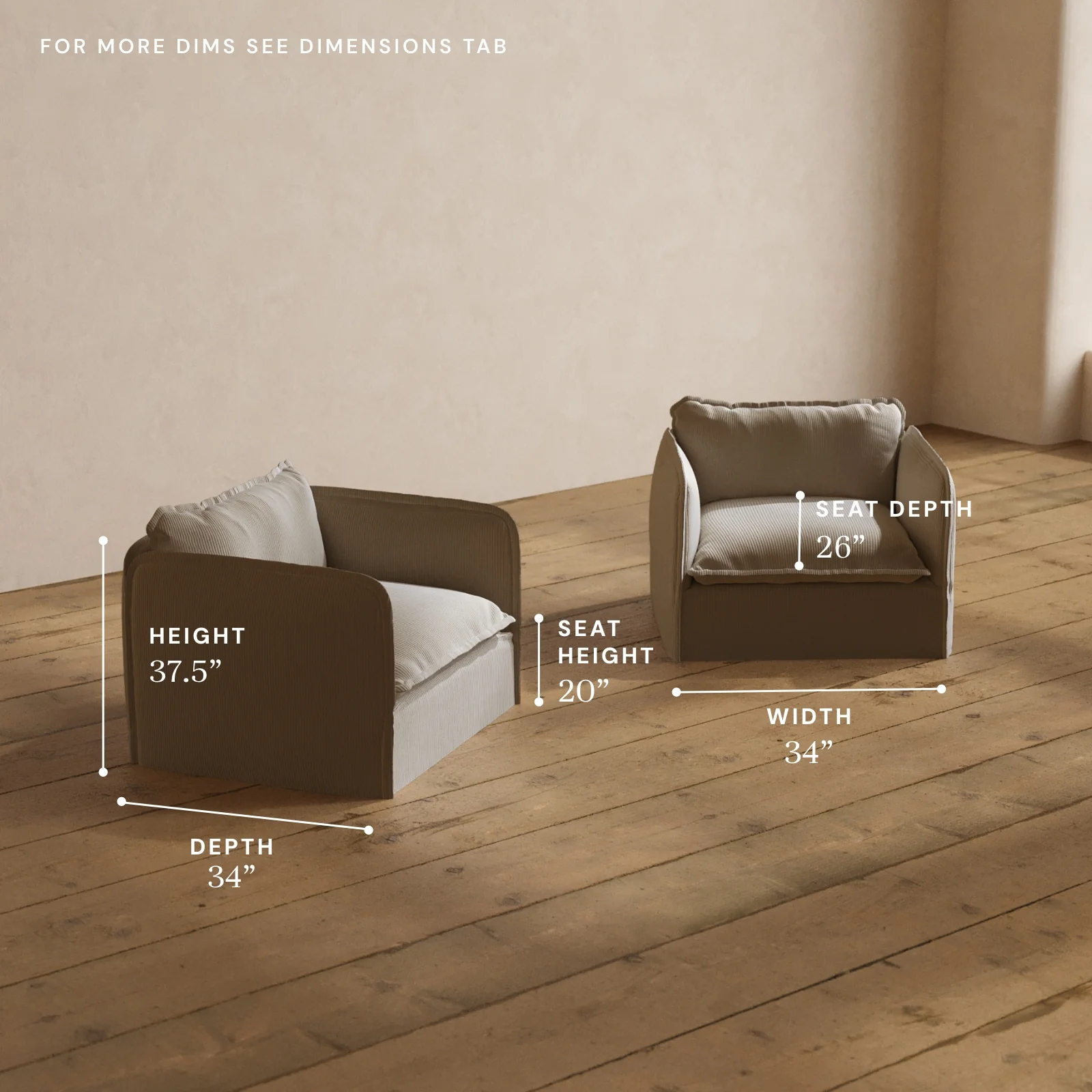 Modular Washable Armchair Set in Milk | Deluxe+ Seat | Cloud Pillow - Image 5