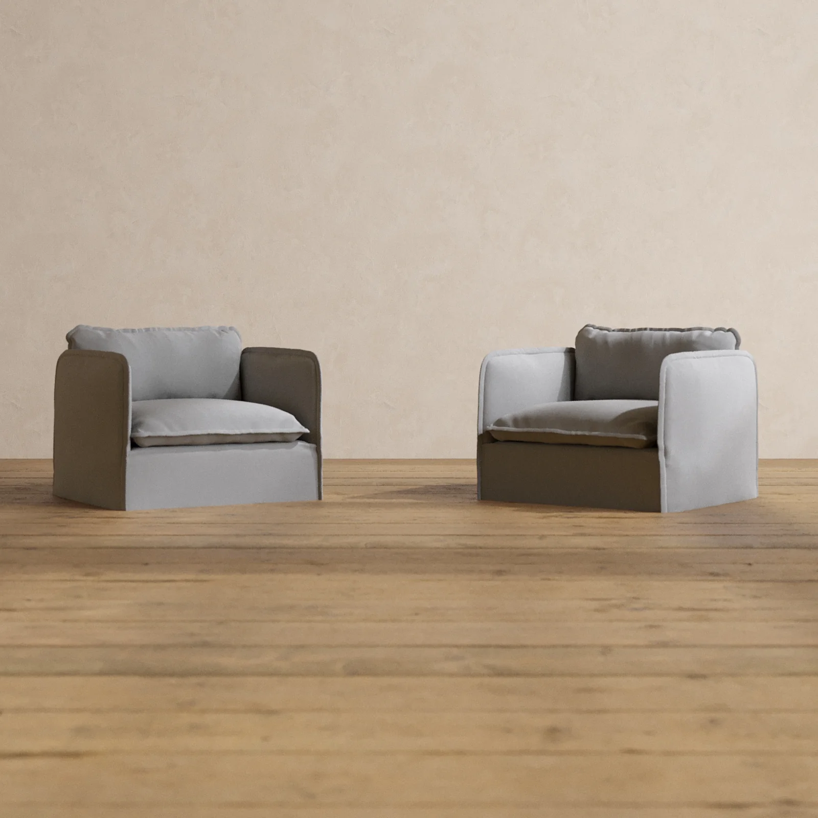 Modular Washable Armchair Set in Pumice | Deluxe+ Seat | Cloud Pillow