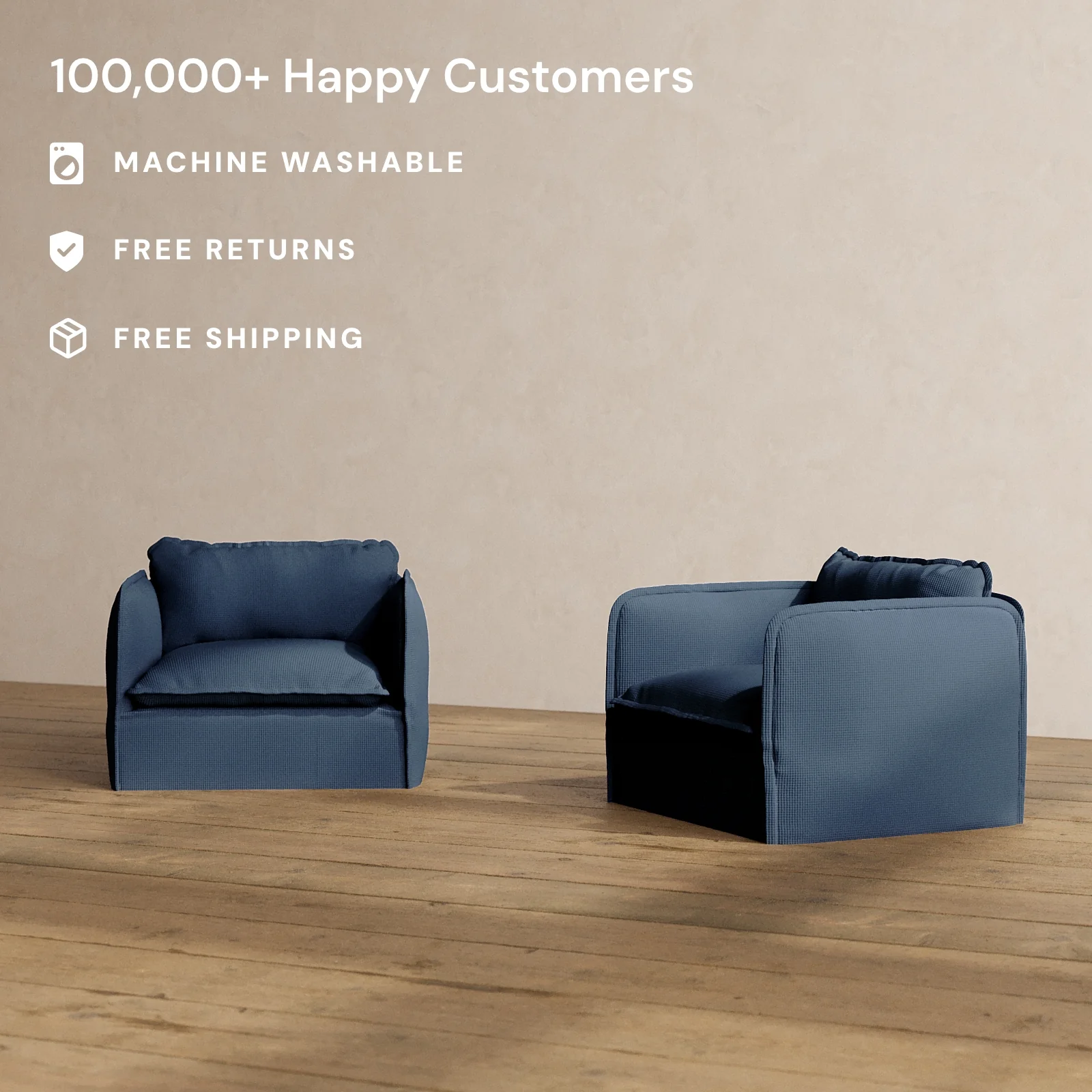 Modular Washable Armchair Set in Sumi | Deluxe+ Seat | Cloud Pillow - Image 2
