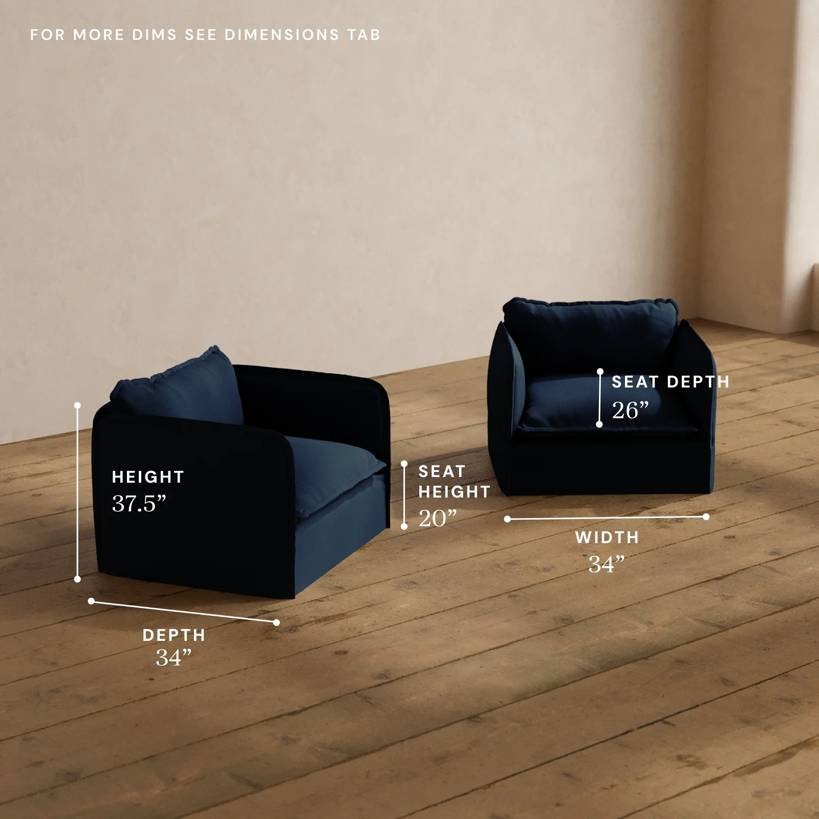 Modular Washable Armchair Set in Sumi | Deluxe+ Seat | Cloud Pillow - Image 5