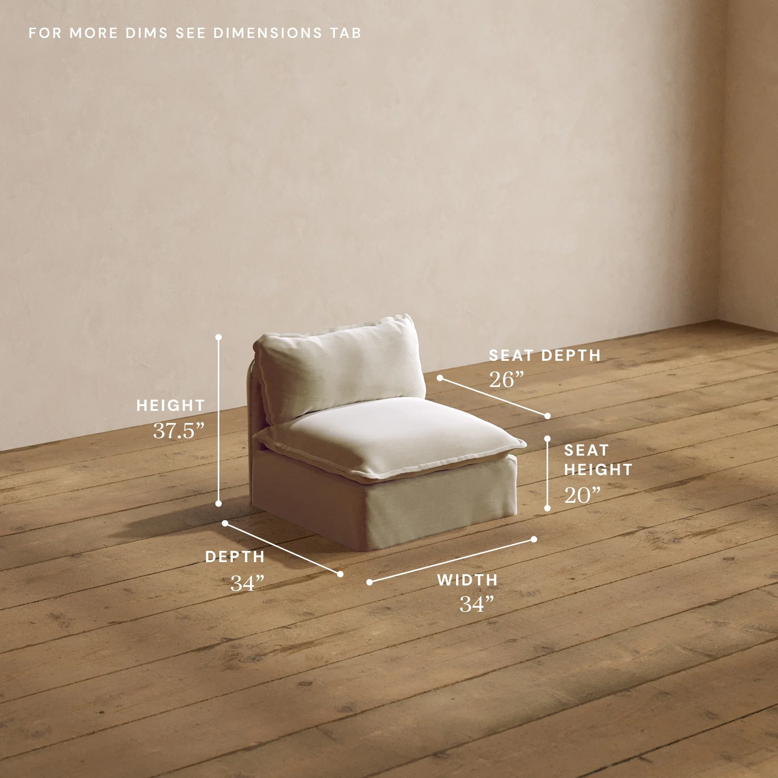 Modular Washable Armless Chair in Coco | Memorix+ Seat | Contour Pillow - Image 5
