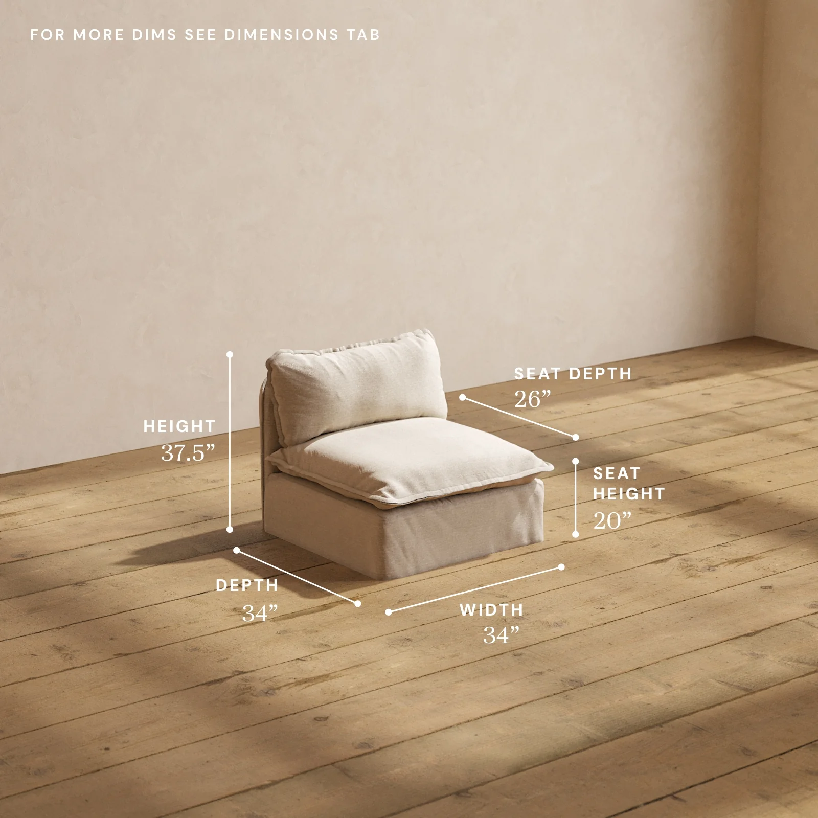 Modular Washable Armless Chair in Oat | Memorix+ Seat | Contour Pillow - Image 5