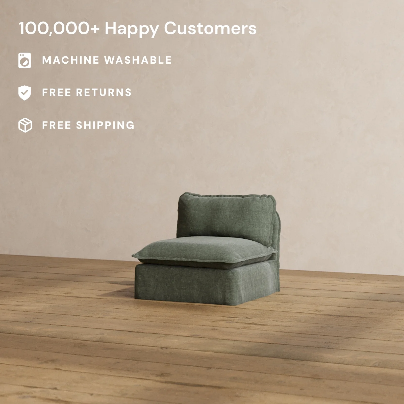 Modular Washable Armless Chair in Willow | Memorix+ Seat | Contour Pillow - Image 2