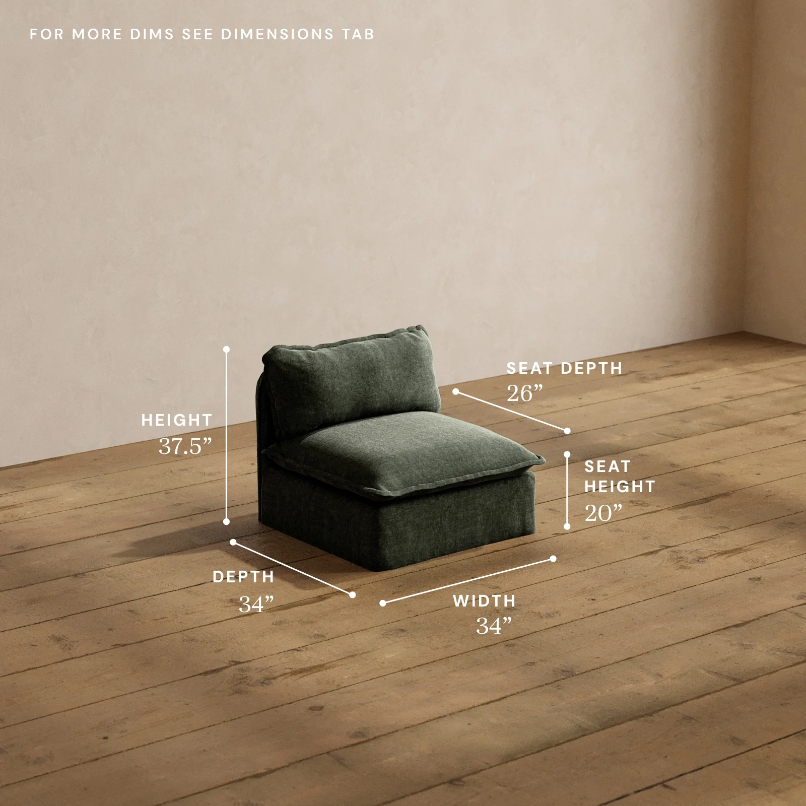 Modular Washable Armless Chair in Willow | Memorix+ Seat | Contour Pillow - Image 5