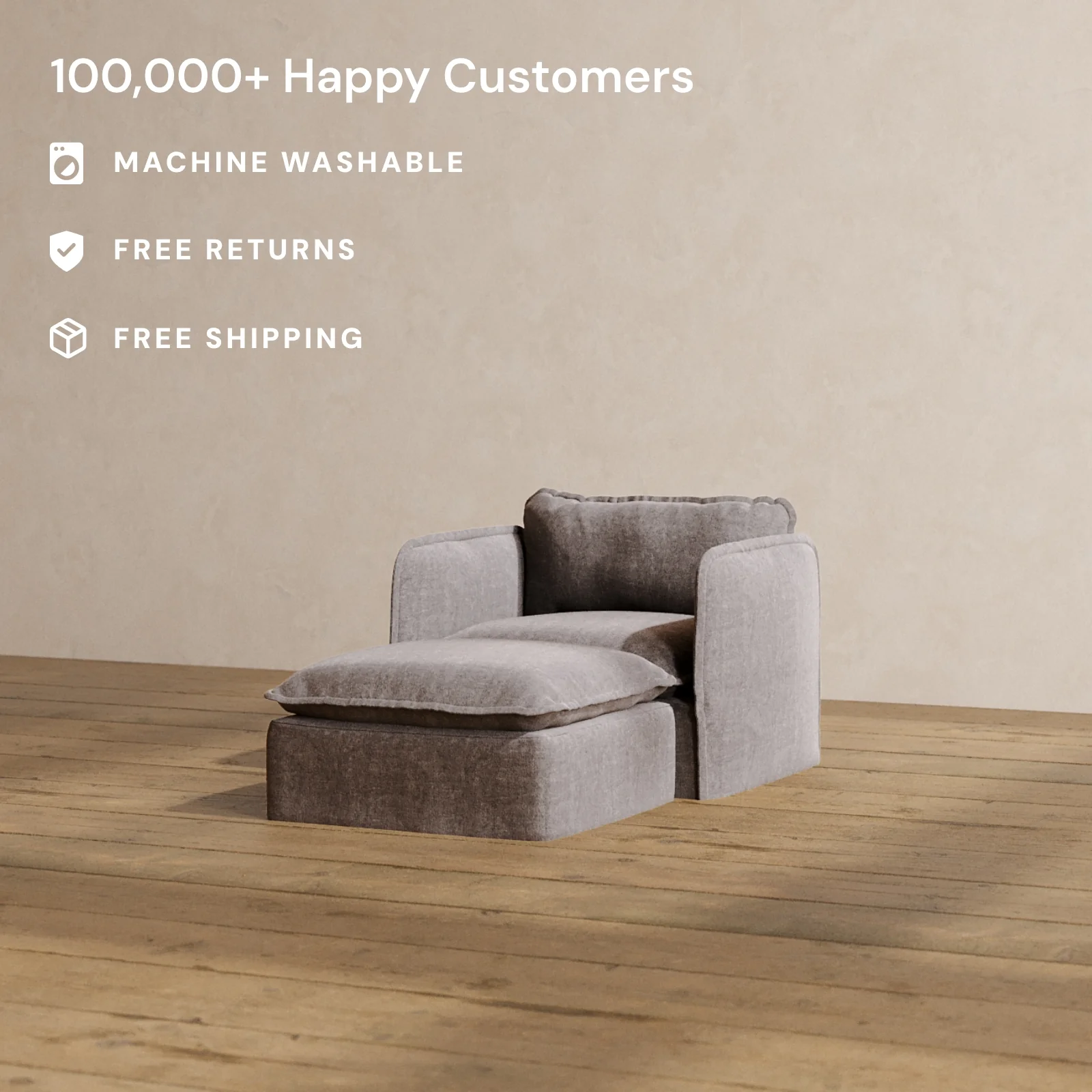 Modular Washable Chaise Armchair in Caviar | Memorix+ Seat | Contour Pillow - Image 2