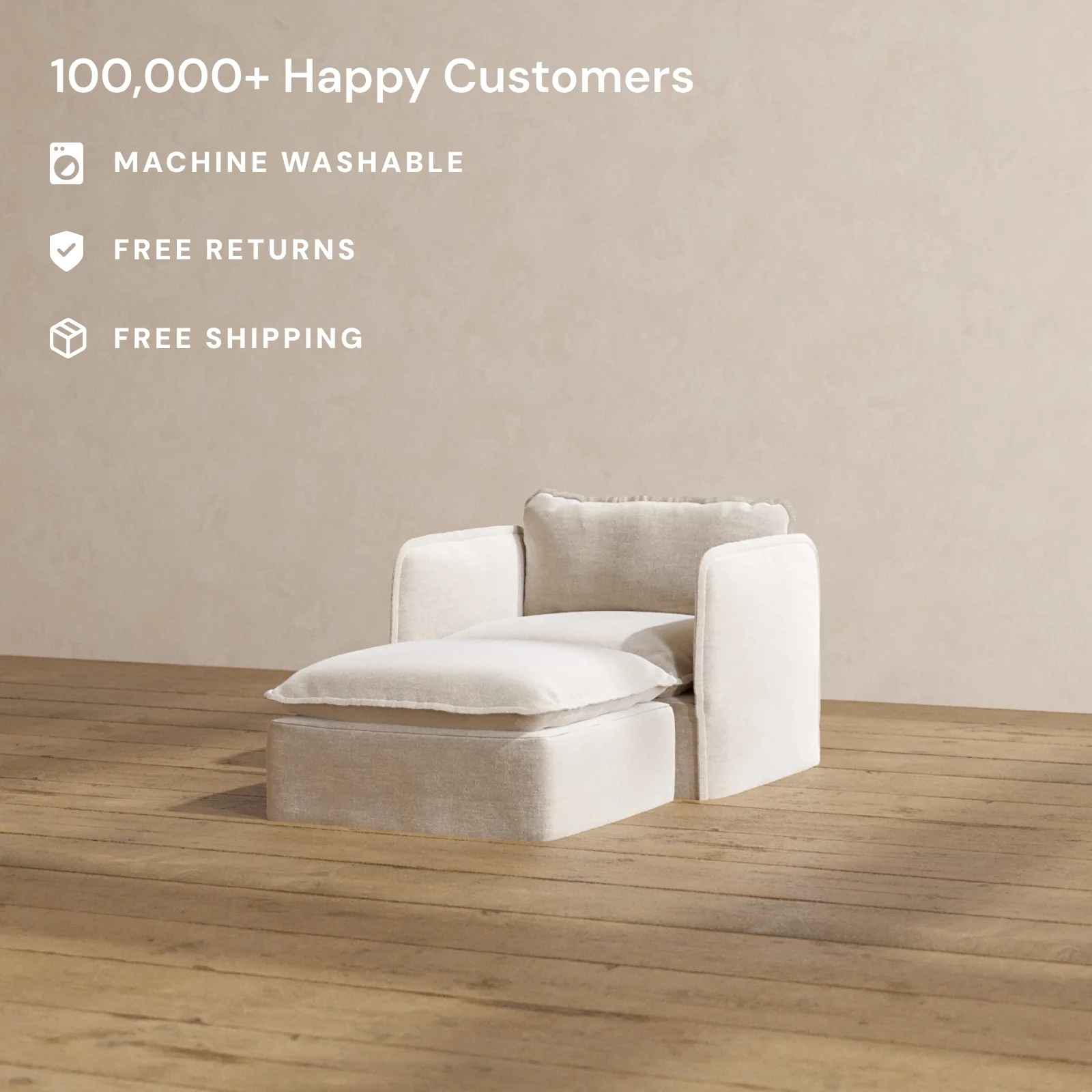 Modular Washable Chaise Armchair in Mist | Memorix+ Seat | Contour Pillow - Image 2