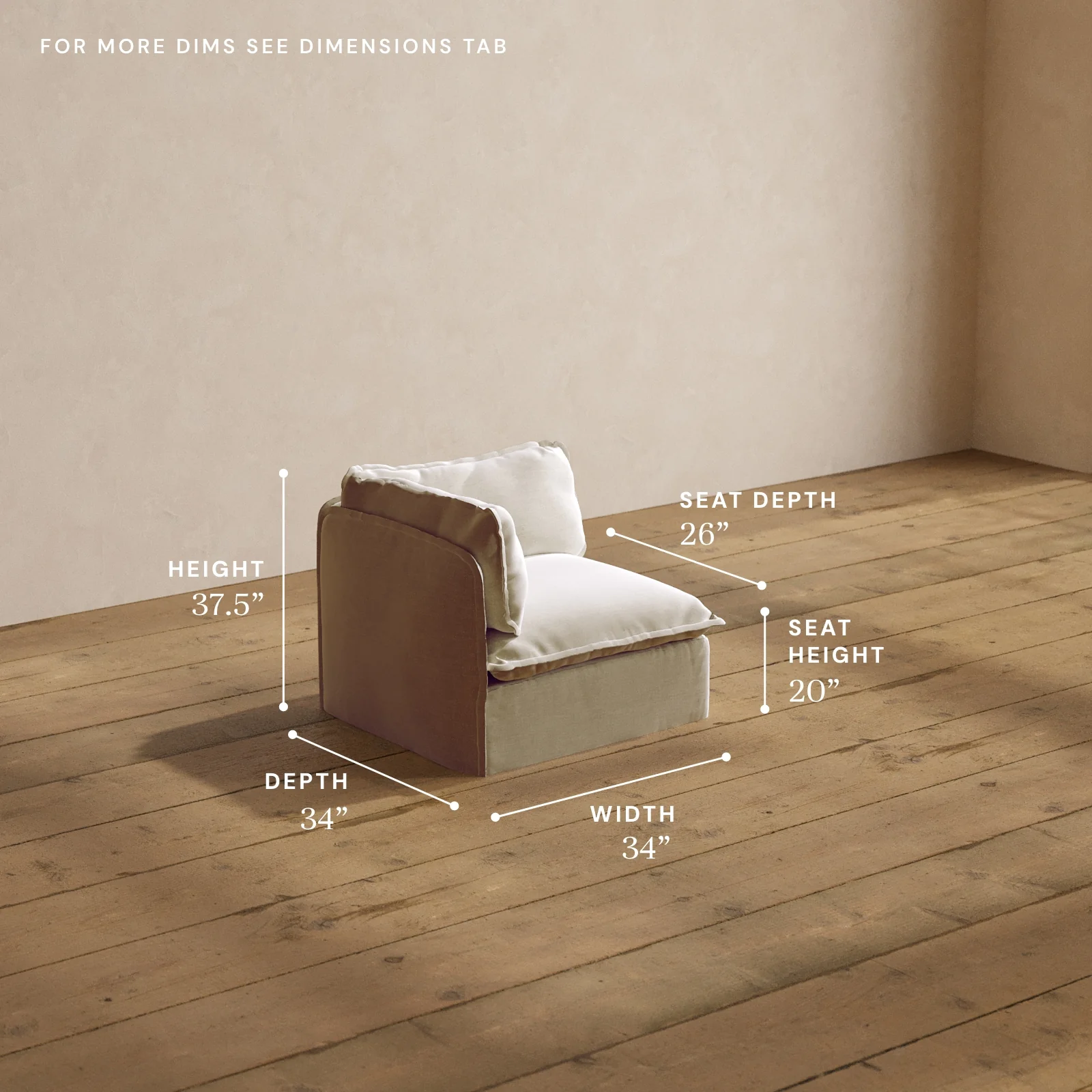 Modular Washable Corner Chair in Coco | Deluxe+ Seat | Cloud Pillow - Image 5