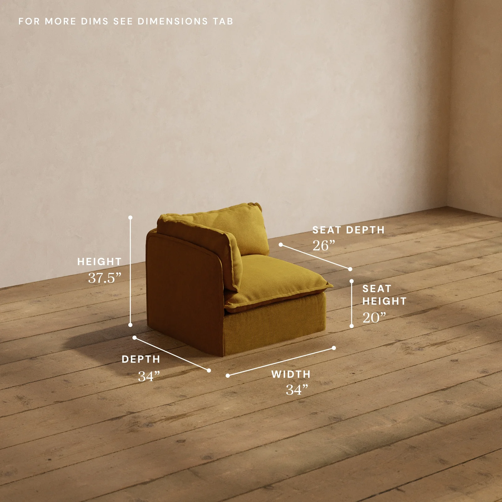 Modular Washable Corner Chair in Kiiro | Memorix+ Seat | Contour Pillow - Image 5