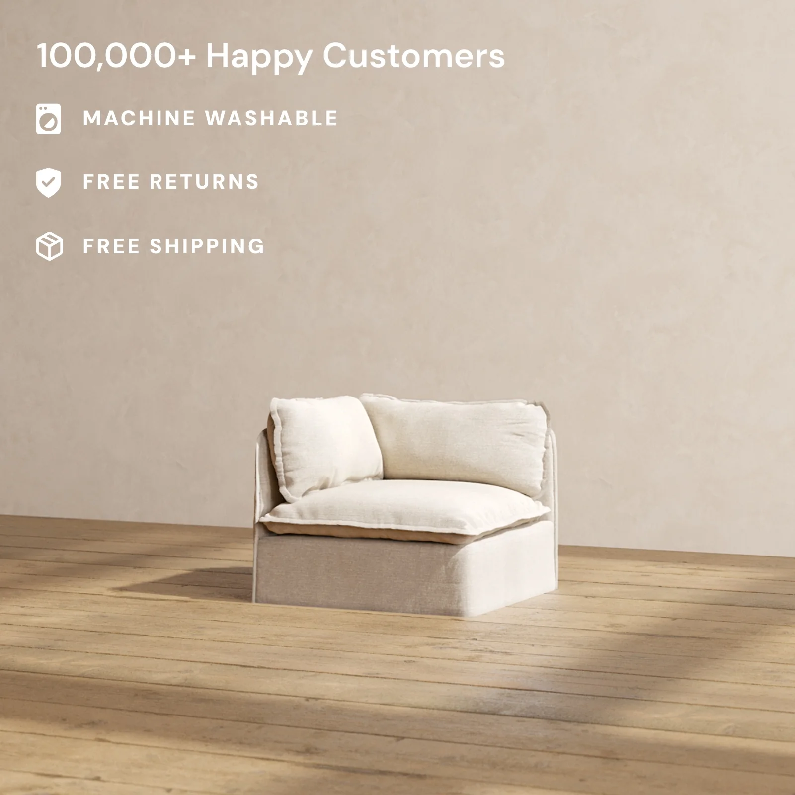 Modular Washable Corner Chair in Oat | Memorix+ Seat | Contour Pillow - Image 2