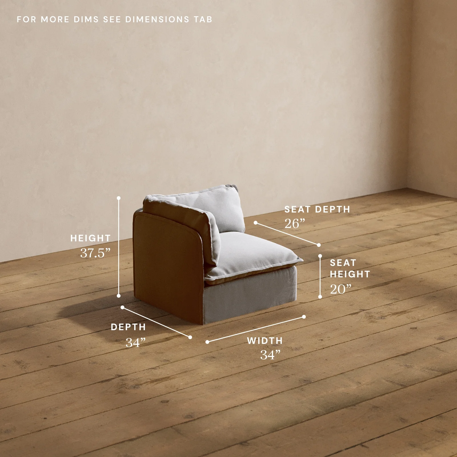 Modular Washable Corner Chair in Pumice | Deluxe+ Seat | Cloud Pillow - Image 5
