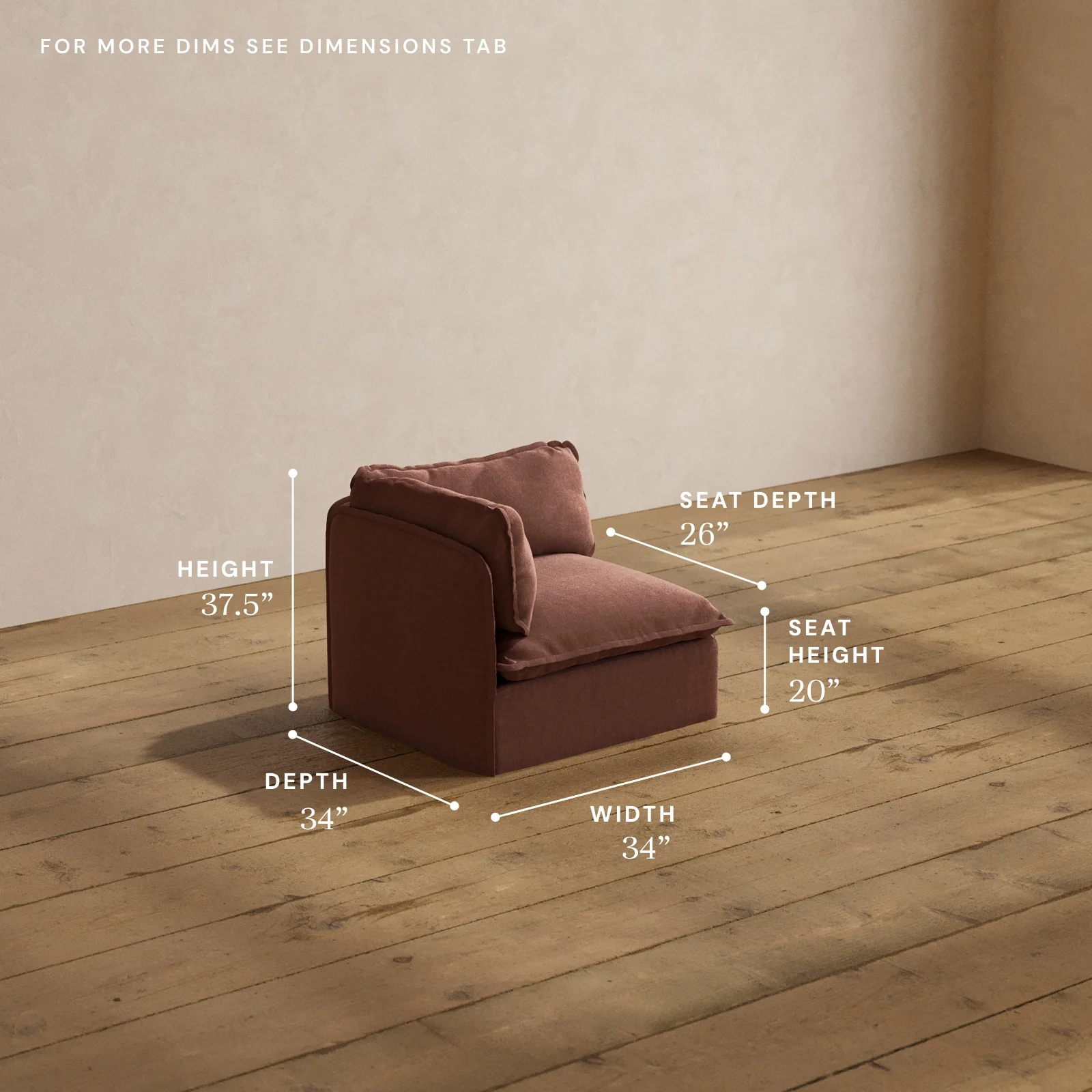 Modular Washable End Chair - Left in Chestnut | Memorix+ Seat | Contour Pillow - Image 5