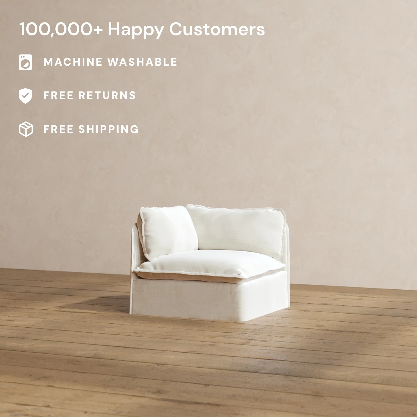 Modular Washable End Chair - Left in Coco | Deluxe+ Seat | Cloud Pillow - Image 2