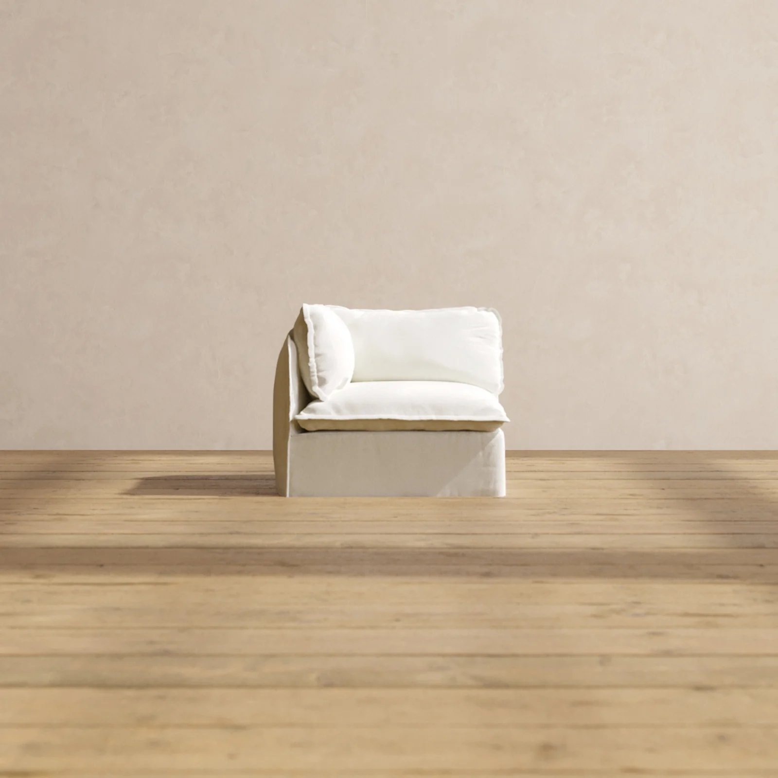 Modular Washable End Chair - Left in Eggshell | Deluxe+ Seat | Cloud Pillow