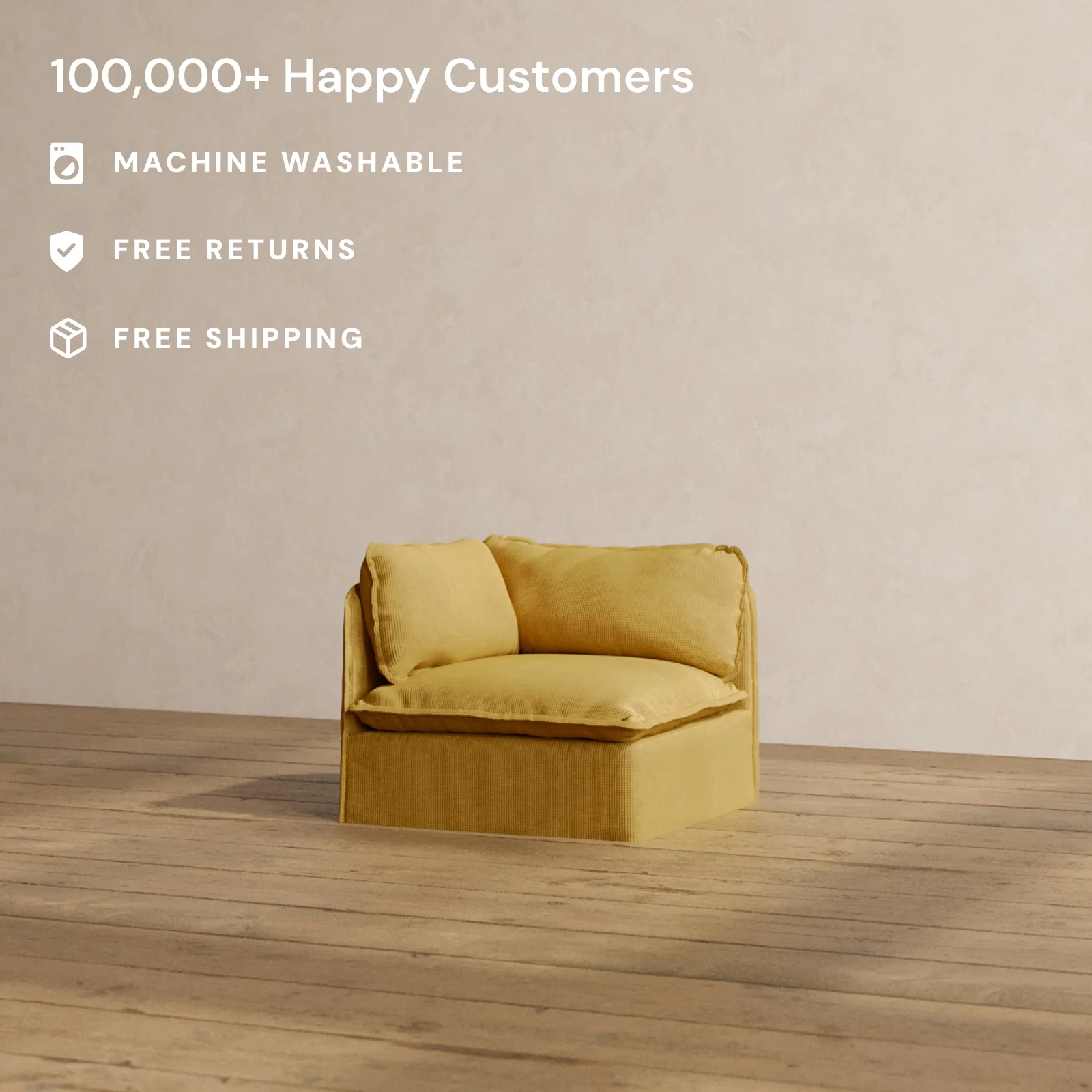 Modular Washable End Chair - Left in Kiiro | Memorix+ Seat | Contour Pillow - Image 2