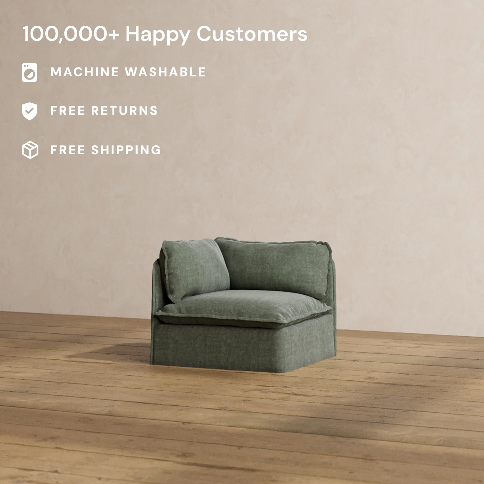 Modular Washable End Chair - Left in Willow | Memorix+ Seat | Contour Pillow - Image 2