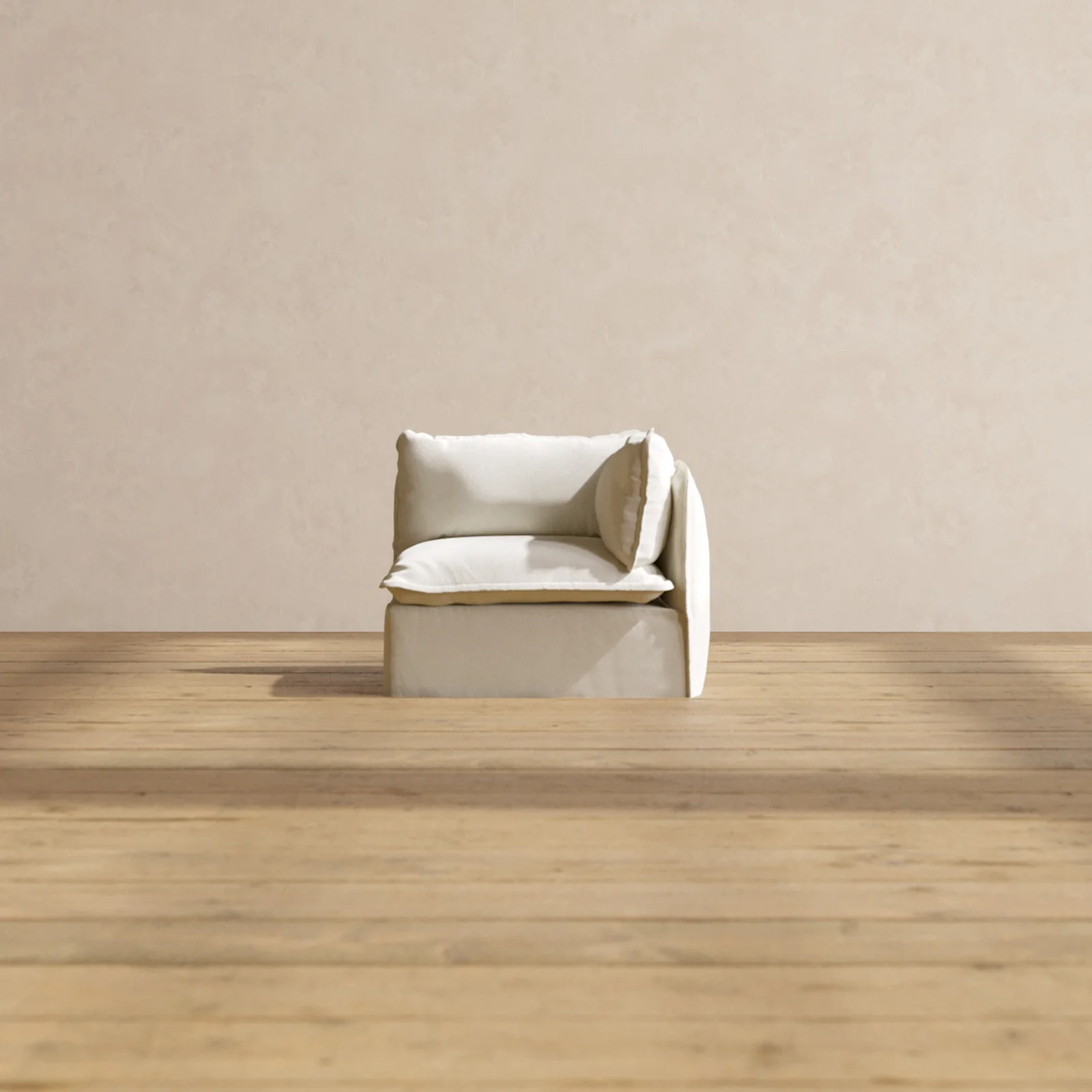 Modular Washable End Chair - Right in Eggshell | Deluxe+ Seat | Cloud Pillow