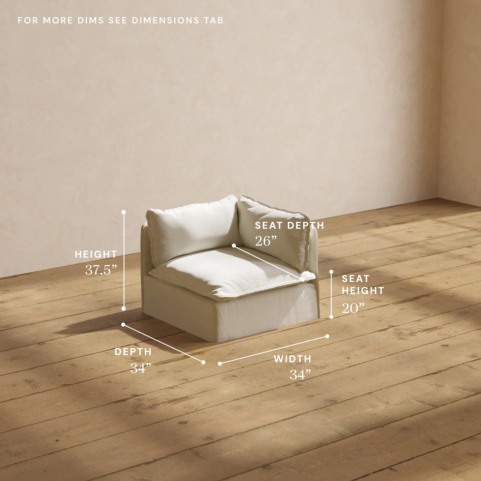 Modular Washable End Chair - Right in Eggshell | Deluxe+ Seat | Cloud Pillow - Image 5