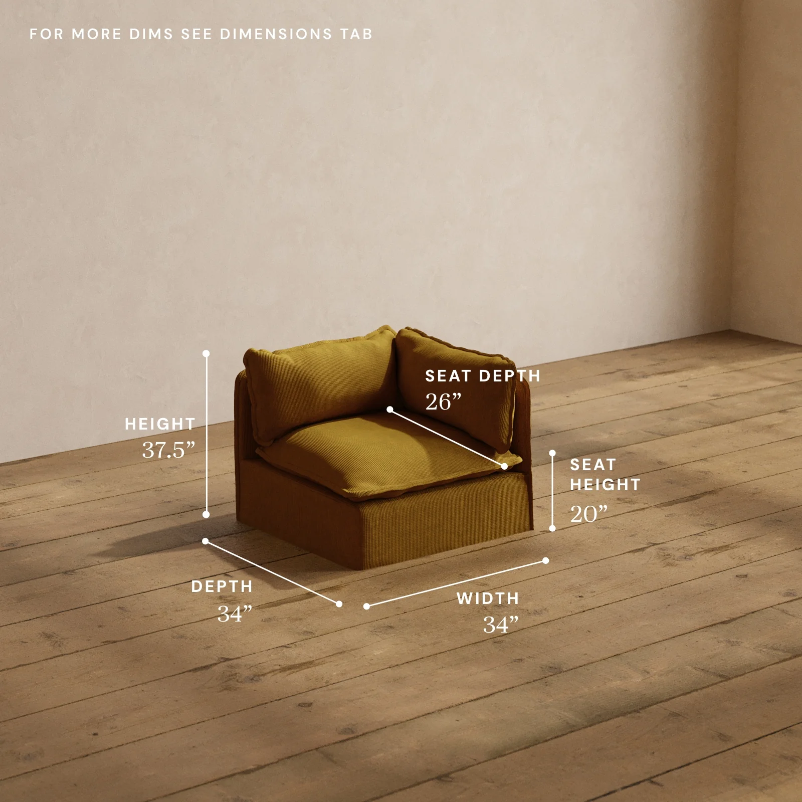 Modular Washable End Chair - Right in Kiiro | Memorix+ Seat | Contour Pillow - Image 5