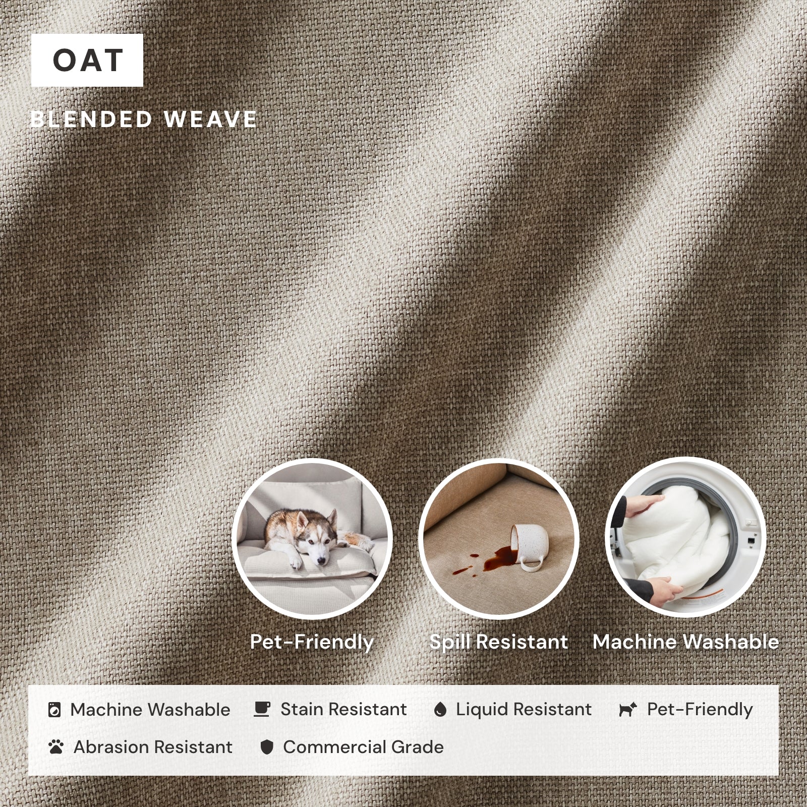 Modular Washable End Chair - Right in Oat | Deluxe+ Seat | Cloud Pillow - Image 3