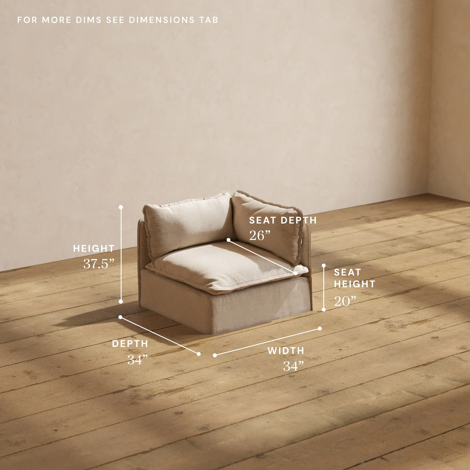 Modular Washable End Chair - Right in Oat | Memorix+ Seat | Contour Pillow - Image 5