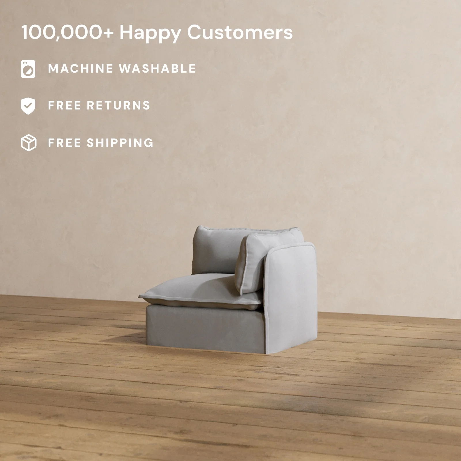 Modular Washable End Chair - Right in Pumice | Memorix+ Seat | Contour Pillow - Image 2