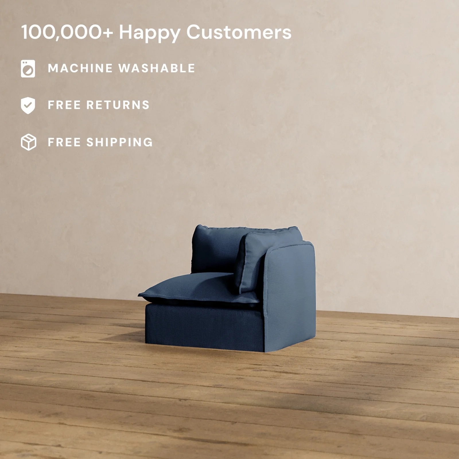 Modular Washable End Chair - Right in Sumi | Deluxe+ Seat | Cloud Pillow - Image 2