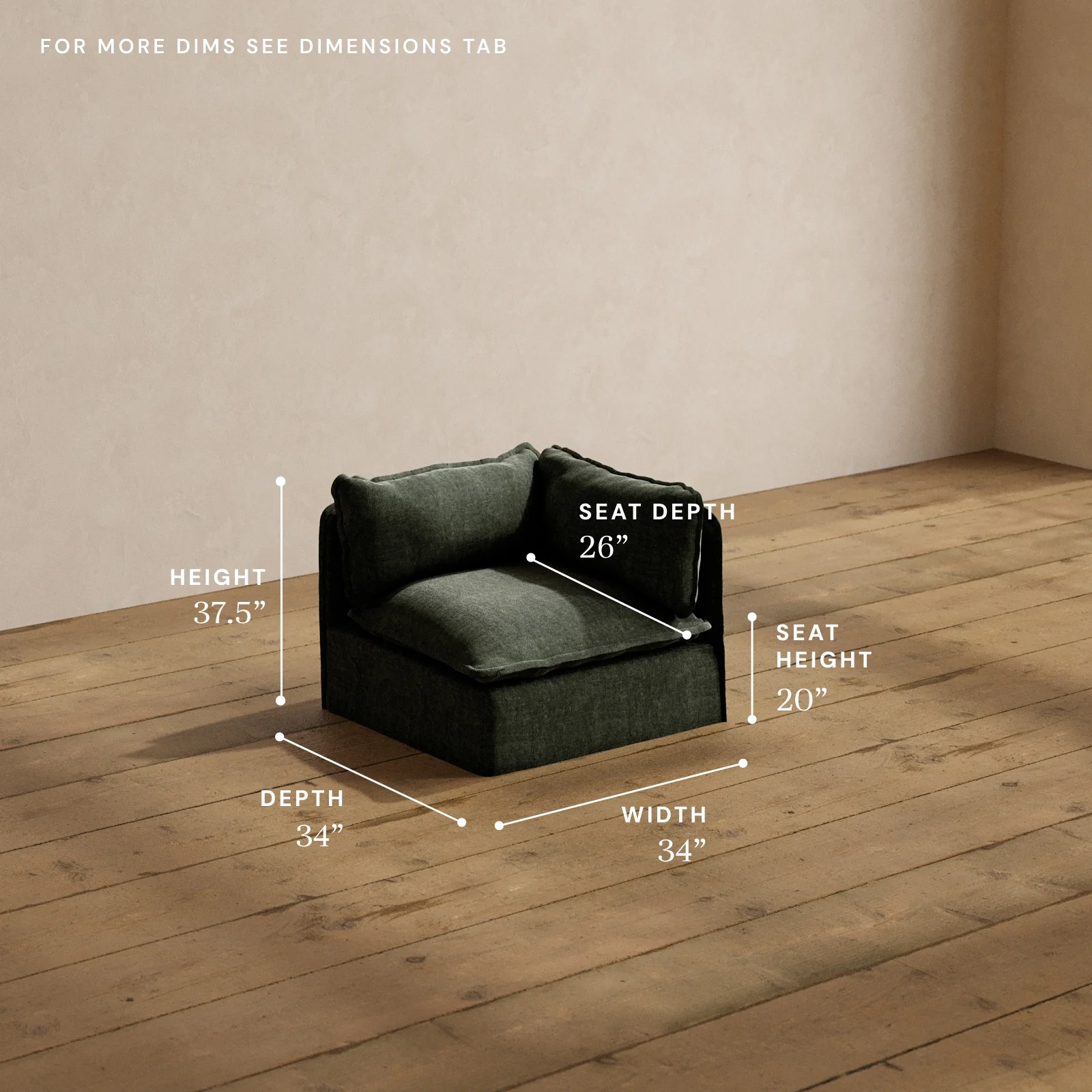 Modular Washable End Chair - Right in Willow | Deluxe+ Seat | Cloud Pillow - Image 5