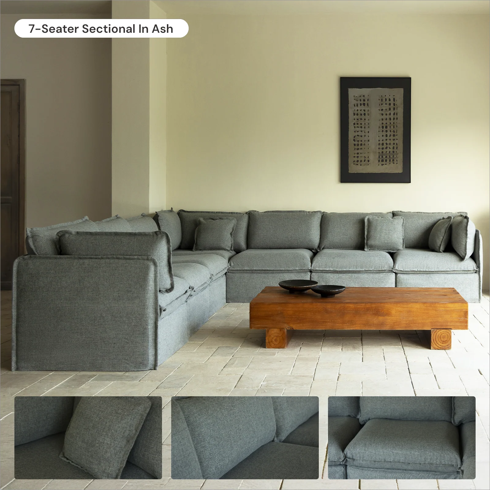 Modular Washable Ottoman in Ash | Deluxe+ Seat - Image 7