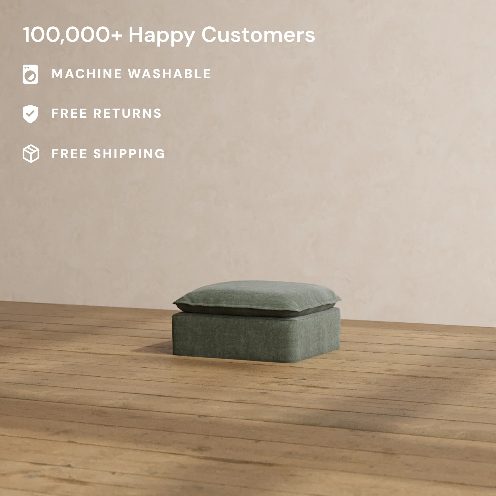 Modular Washable Ottoman in Willow | Memorix+ Seat - Image 2