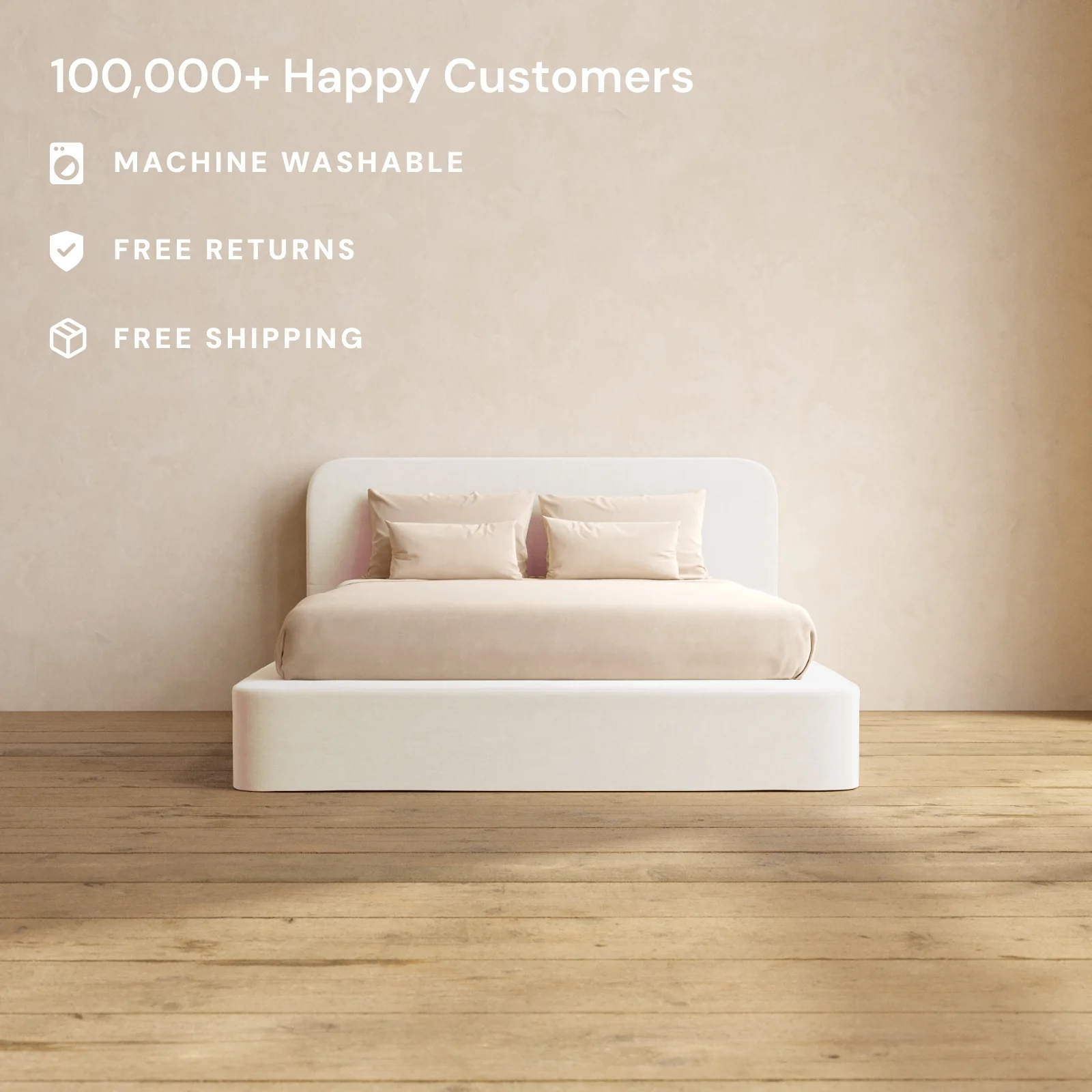 Queen Upholstered Platform Bed + Headboard | Mod Velvet in Coco - Image 2