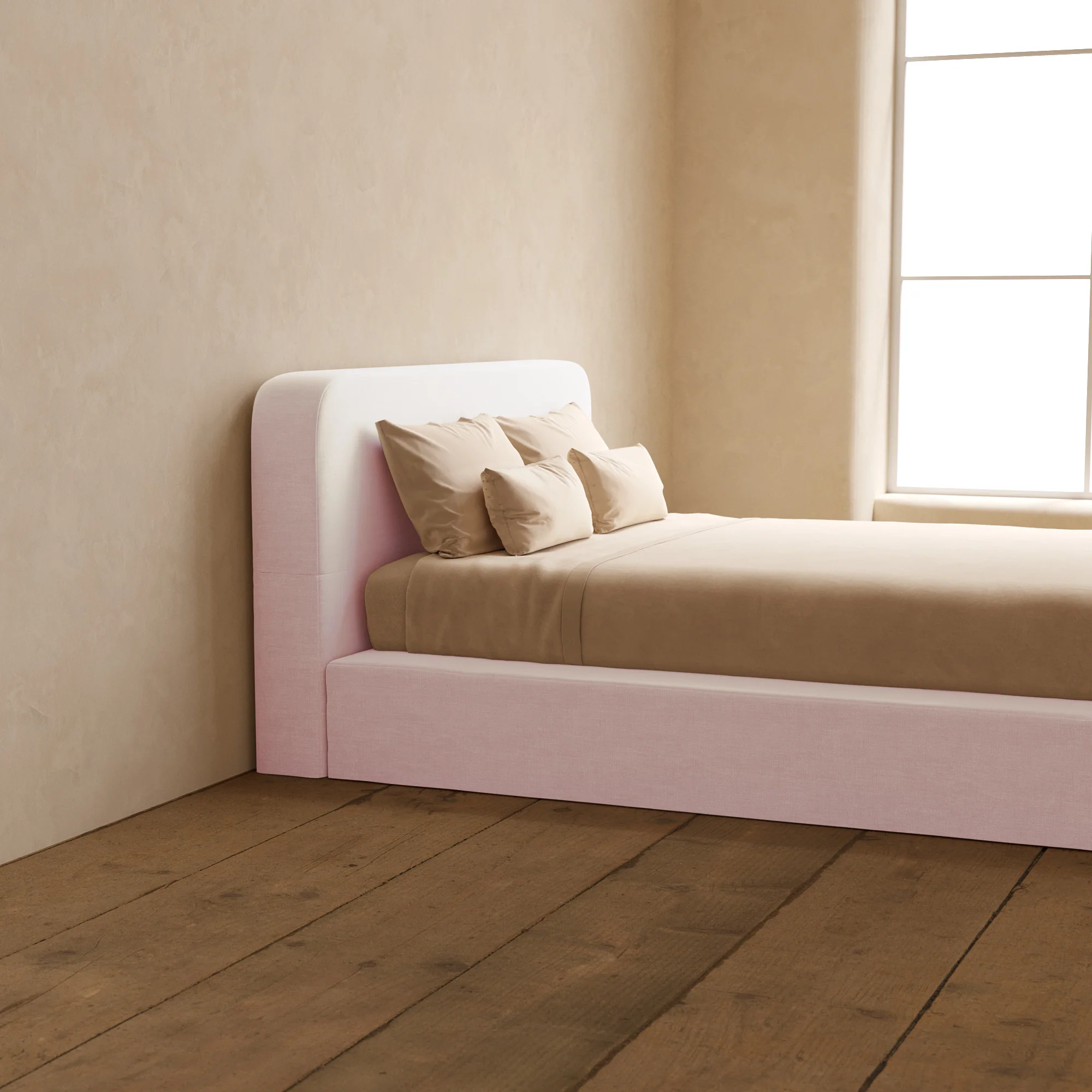 Queen Upholstered Platform Bed + Headboard | Mod Velvet in Coco - Image 7