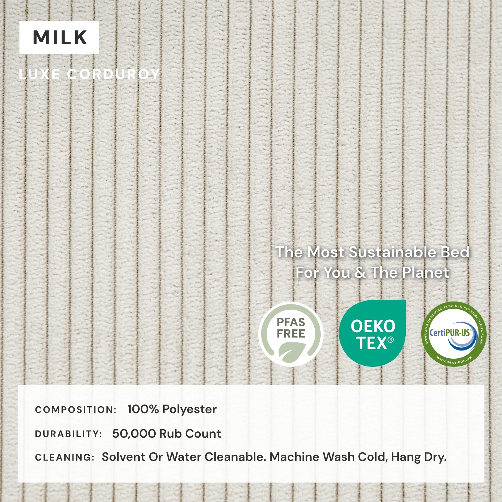 Queen Upholstered Platform Bed | Luxe Corduroy in Milk - Image 4