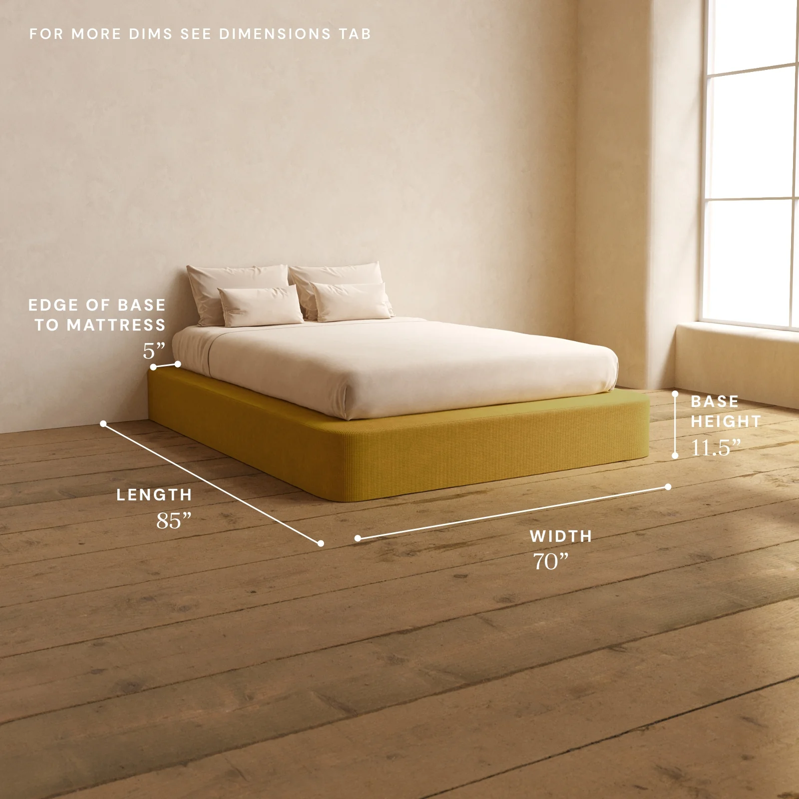 Queen Upholstered Platform Bed | Mizu Weave in Kiiro - Image 5