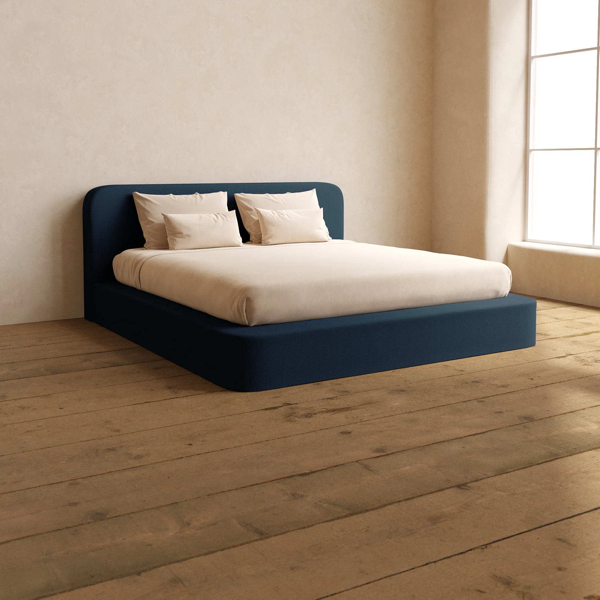 Slipcover Only - King Upholstered Platform Bed + Headboard | Mizu Weave in Sumi