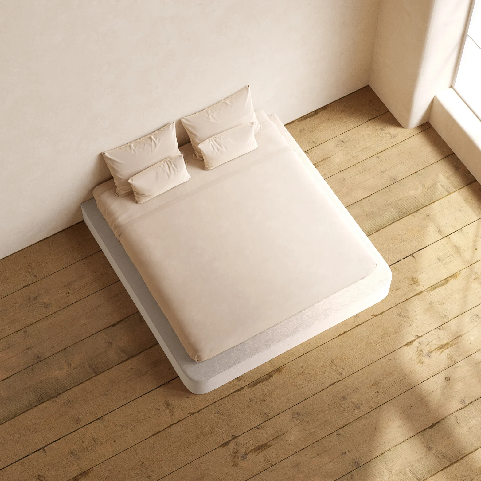 Slipcover Only - King Upholstered Platform Bed | Mod Velvet in Mist - Image 6