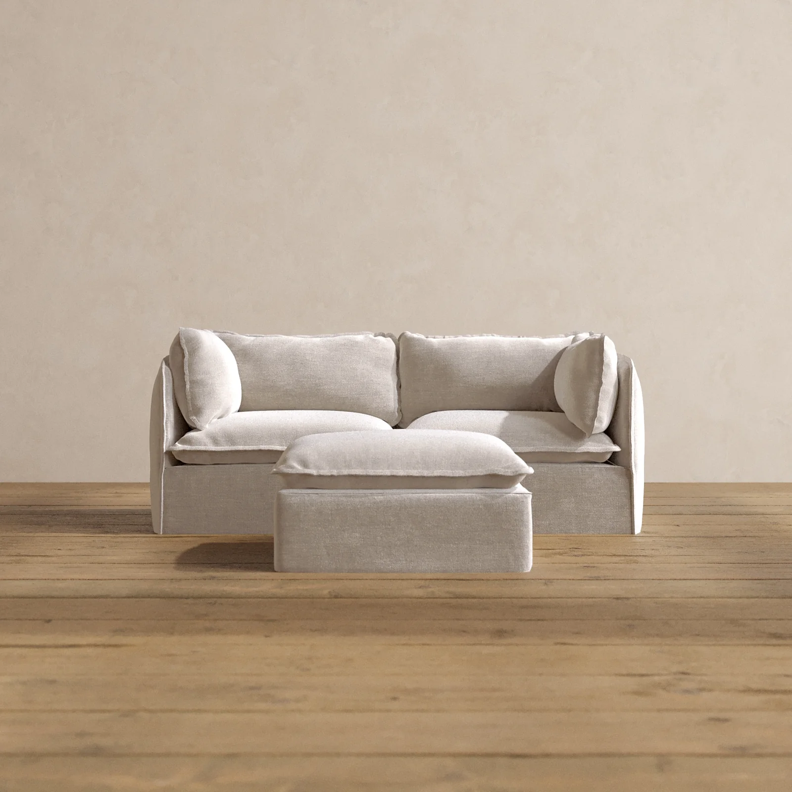 Slipcover Only - Modular Washable 2-Seater + Ottoman in Mist