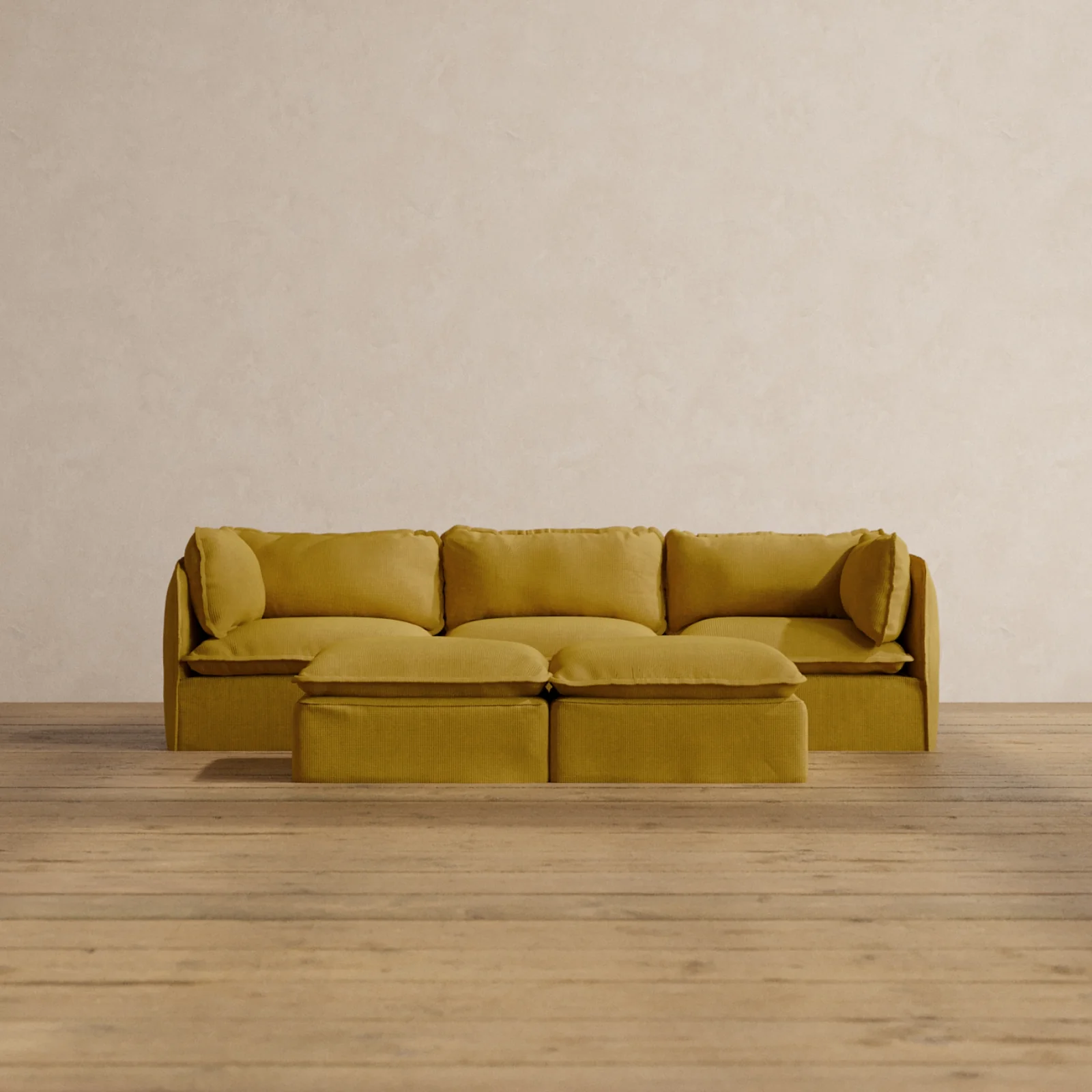 Slipcover Only - Modular Washable 3-Seater + Bench Ottoman in Kiiro