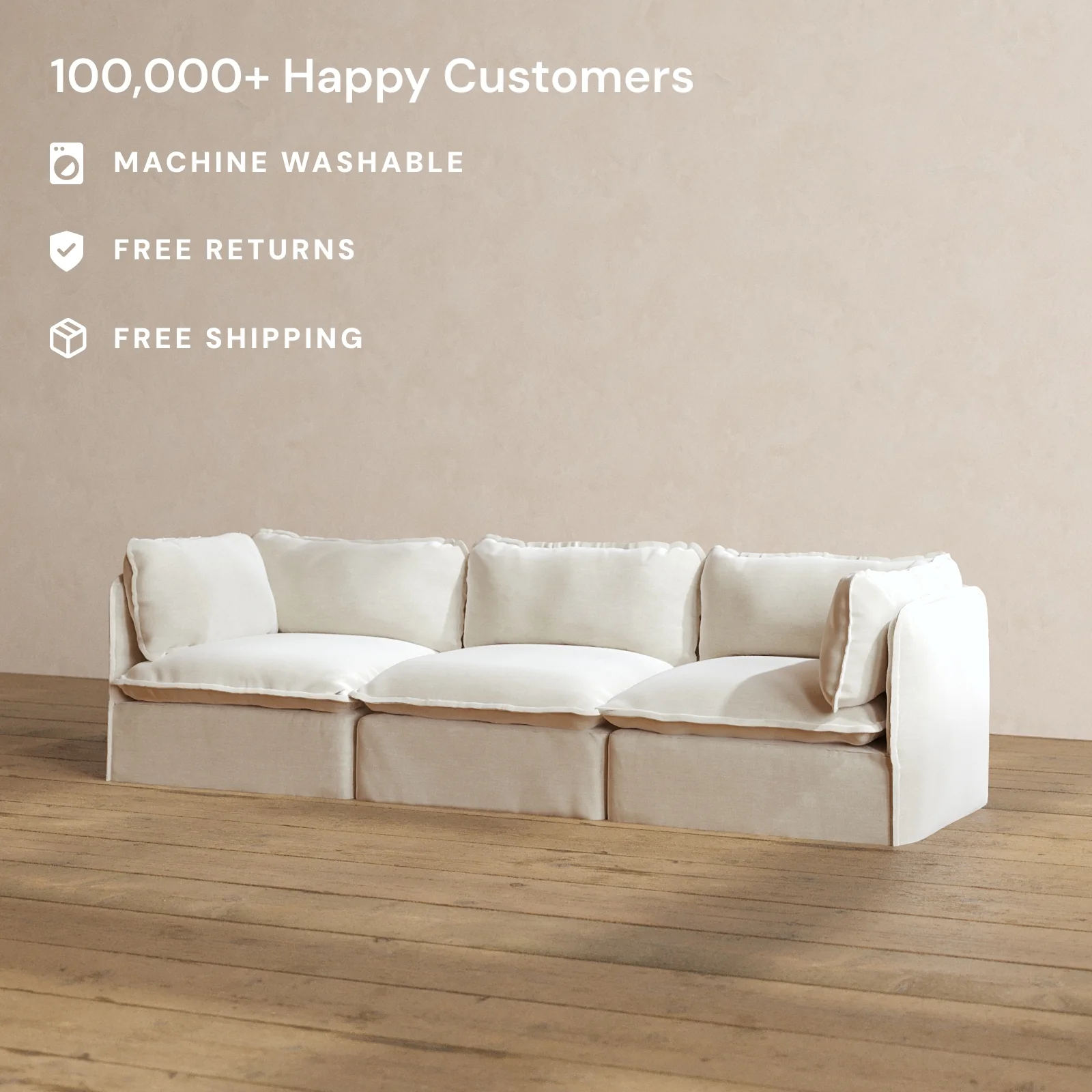 Slipcover Only - Modular Washable 3-Seater in Coco - Image 2