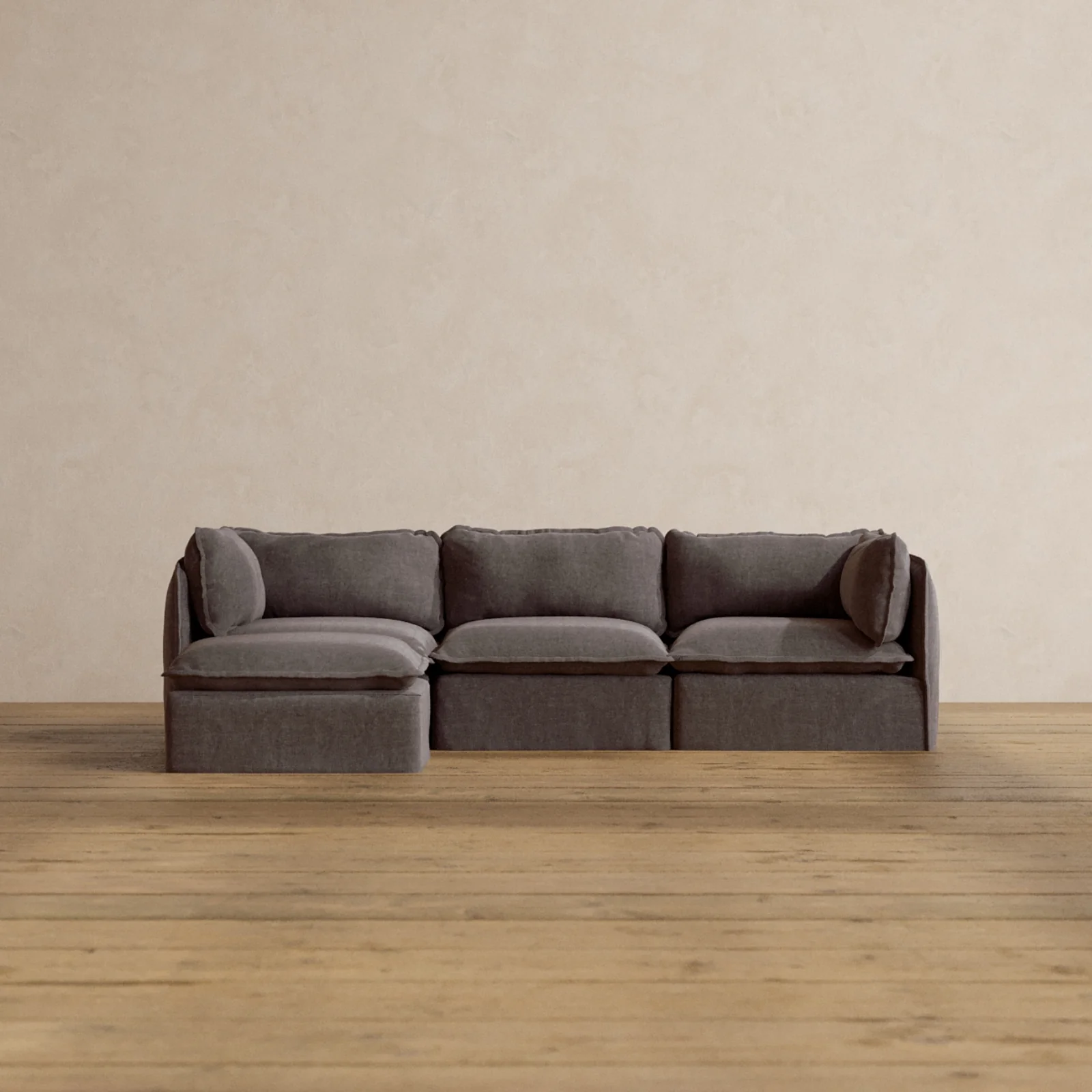 Slipcover Only - Modular Washable 3-Seater Sectional in Caviar