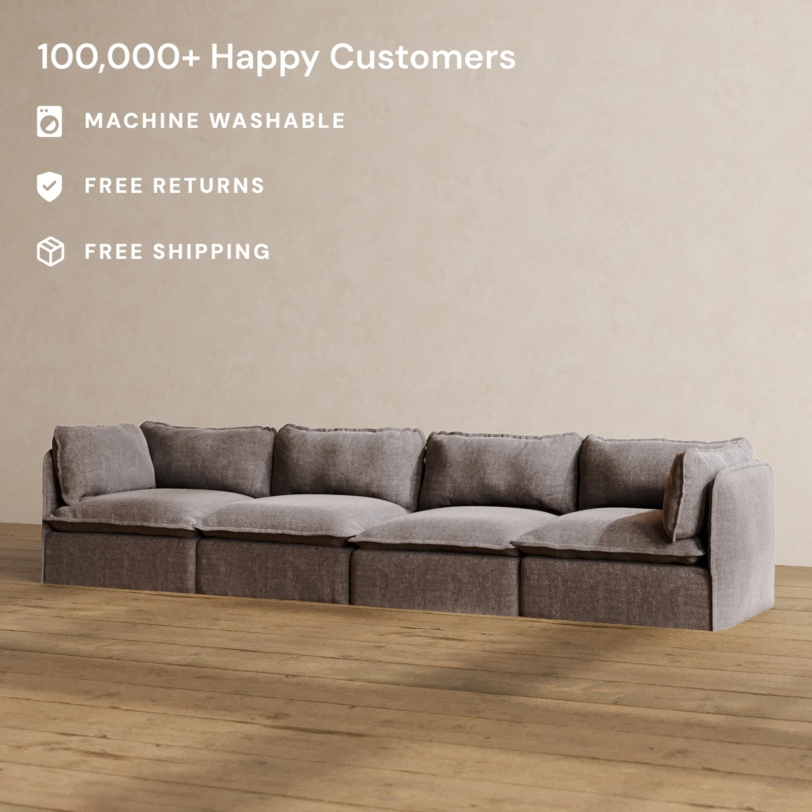 Slipcover Only - Modular Washable 4-Seater in Caviar - Image 2