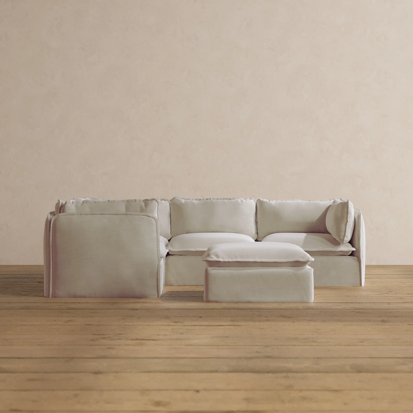 Slipcover Only - Modular Washable 4-Seater Corner Sectional + Ottoman in Coco