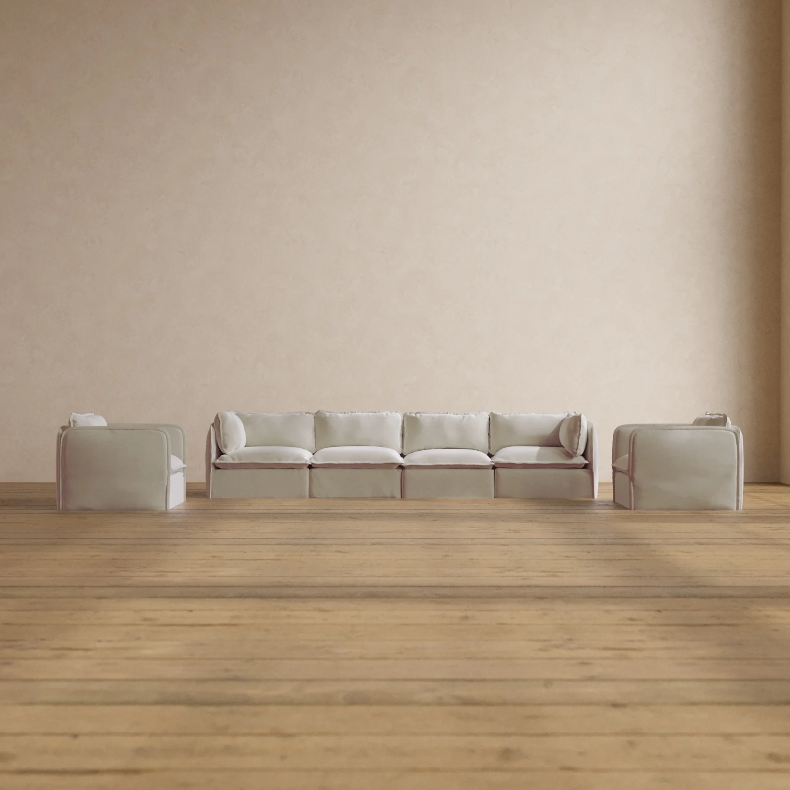Slipcover Only - Modular Washable 4-Seater Sofa + Armchair Set in Coco