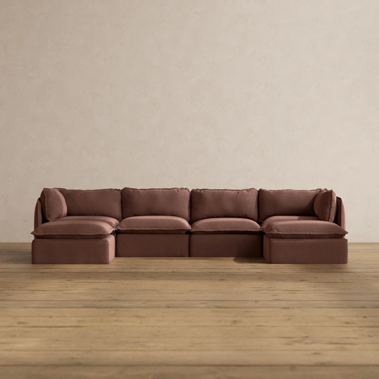 Slipcover Only - Modular Washable 4-Seater U-Sectional in Chestnut