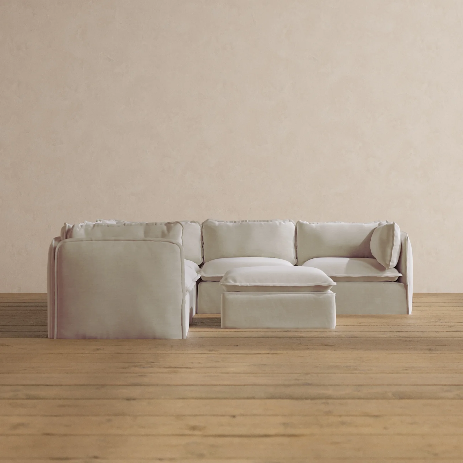 Slipcover Only - Modular Washable 5-Seater Corner Sectional + Ottoman in Coco