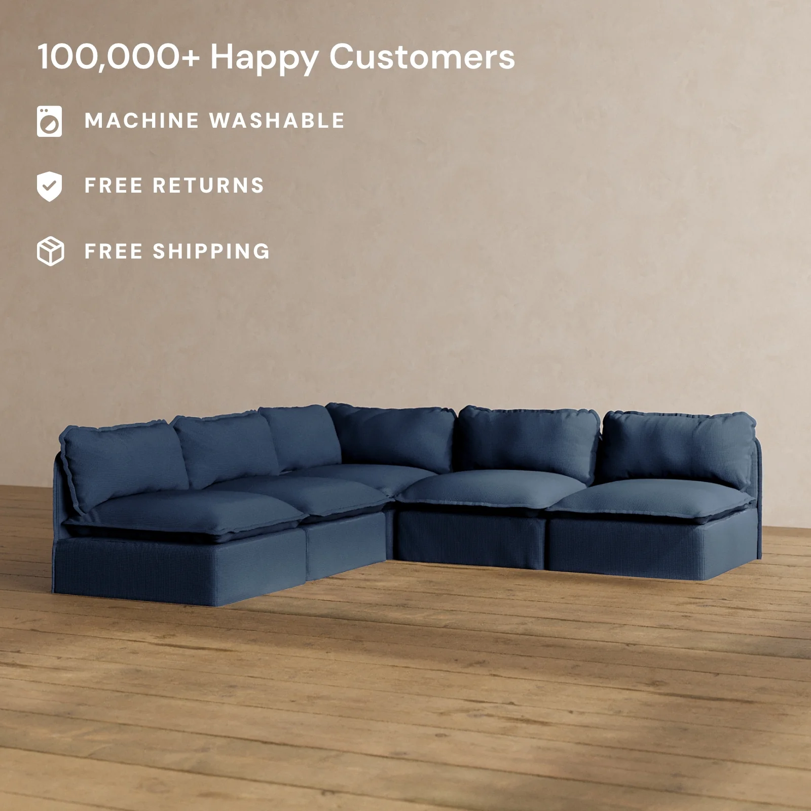 Slipcover Only - Modular Washable 5-Seater Open-Ends Corner Sectional in Sumi - Image 2