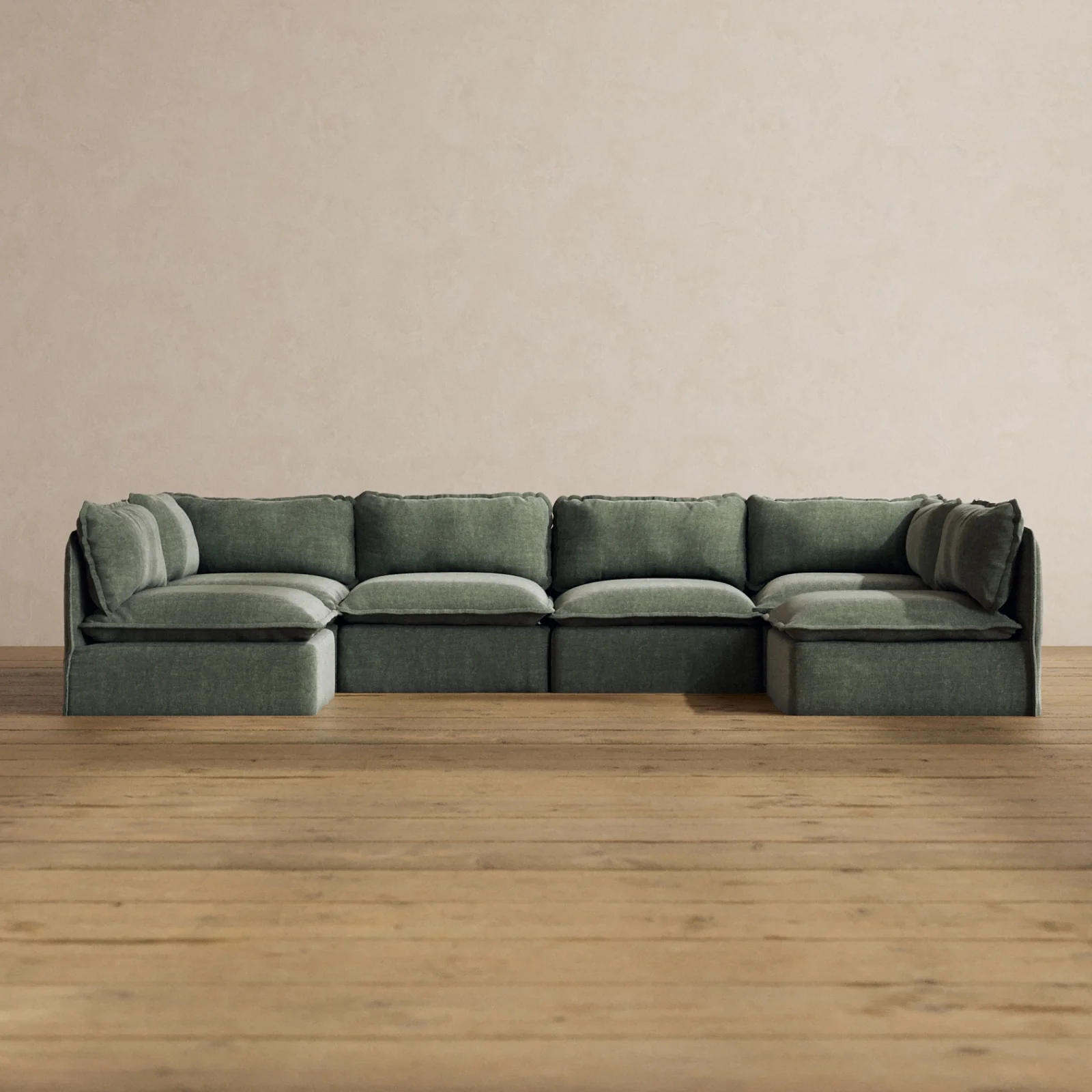 Slipcover Only - Modular Washable 6-Seater Open-Ends U-Sectional in Willow