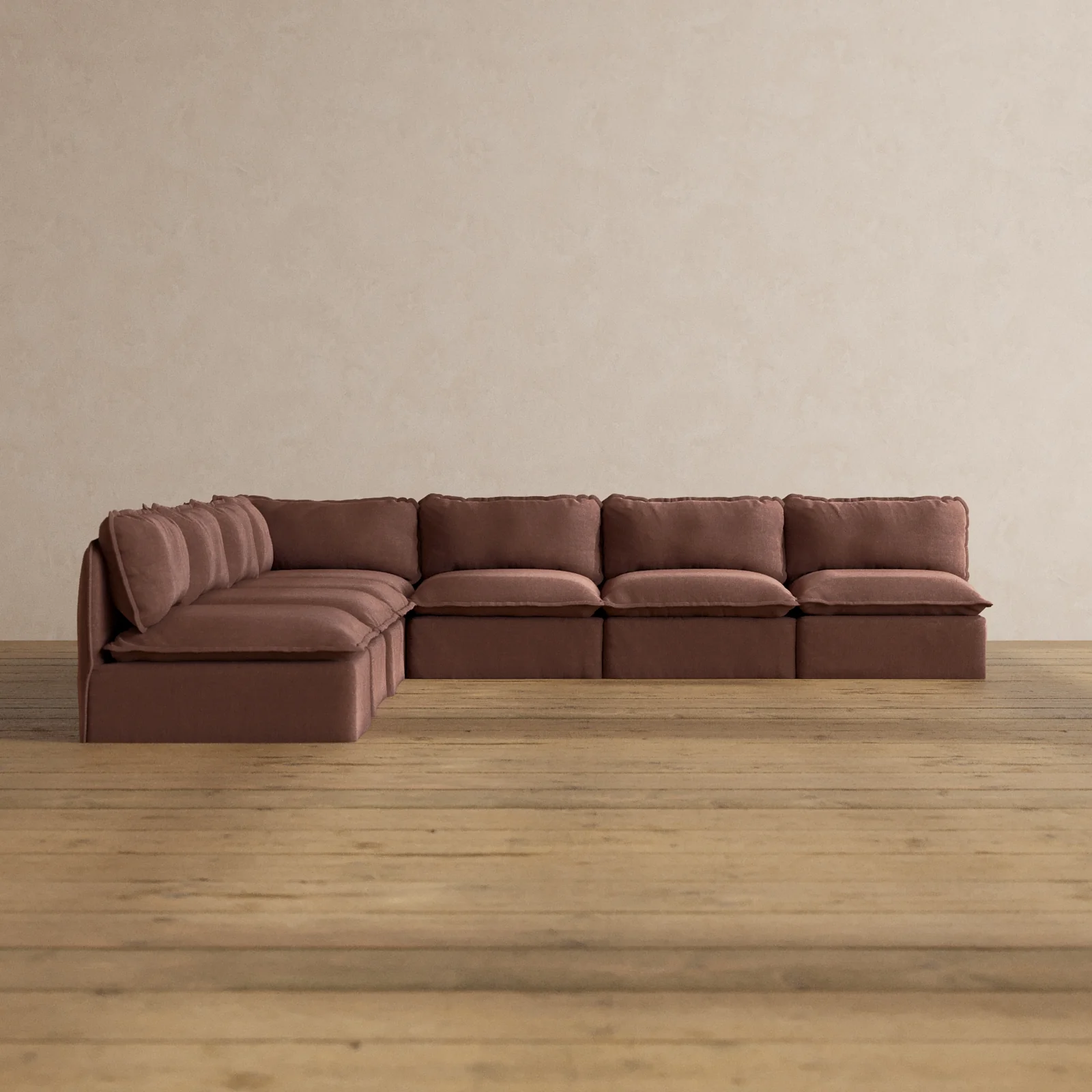 Slipcover Only - Modular Washable 7-Seater Open-Ends Corner Sectional in Chestnut
